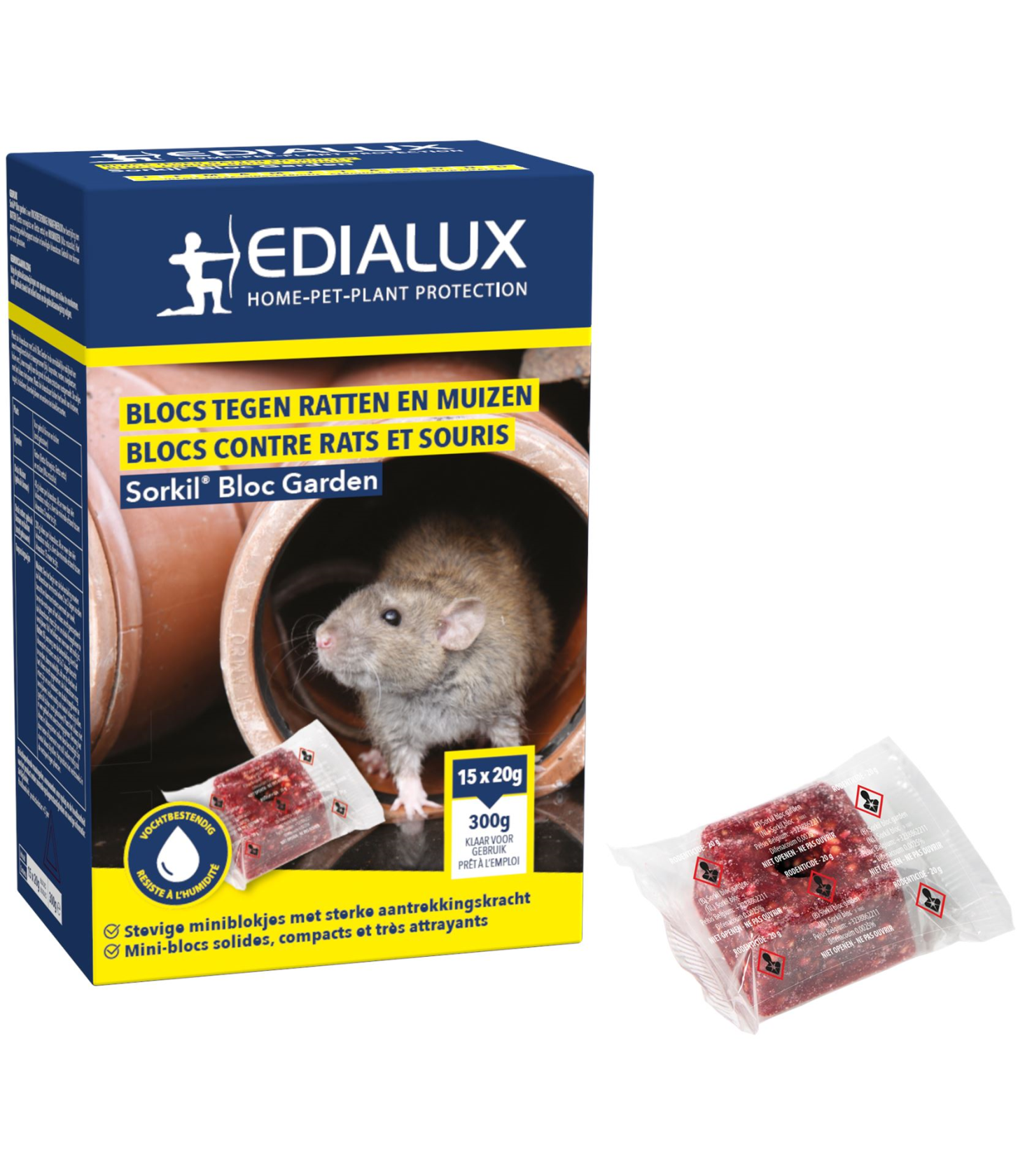 Edialux Sorkil Bloc Garden lokaas - 300g - ratten- en muizenvergif