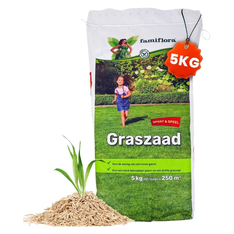 Famiflora semence de gazon 5kg jusqu'à 250m² - Jeux & Sports - pour l'établissement d'un nouveau gazon