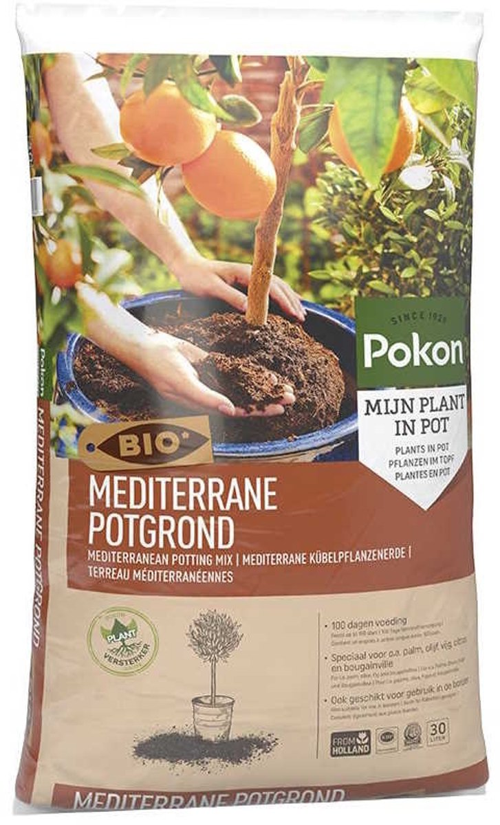 Pokon Bio Mediterrane Potgrond - 30L - Turfvrij - Biologisch - 100 dagen voeding