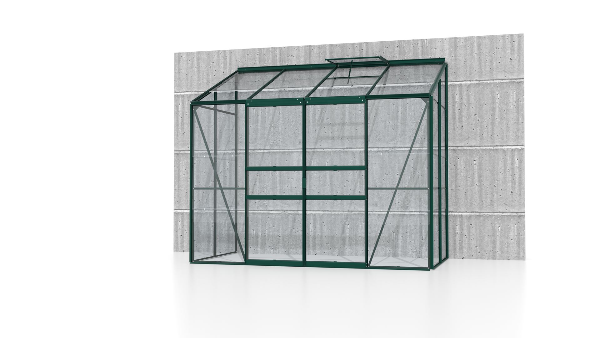 Ida-3300-ESG3mm-donkergroen-Glazen-serre-veiligheidsglas-Muurserre-B254-4-x-L127-9-x-H222-cm