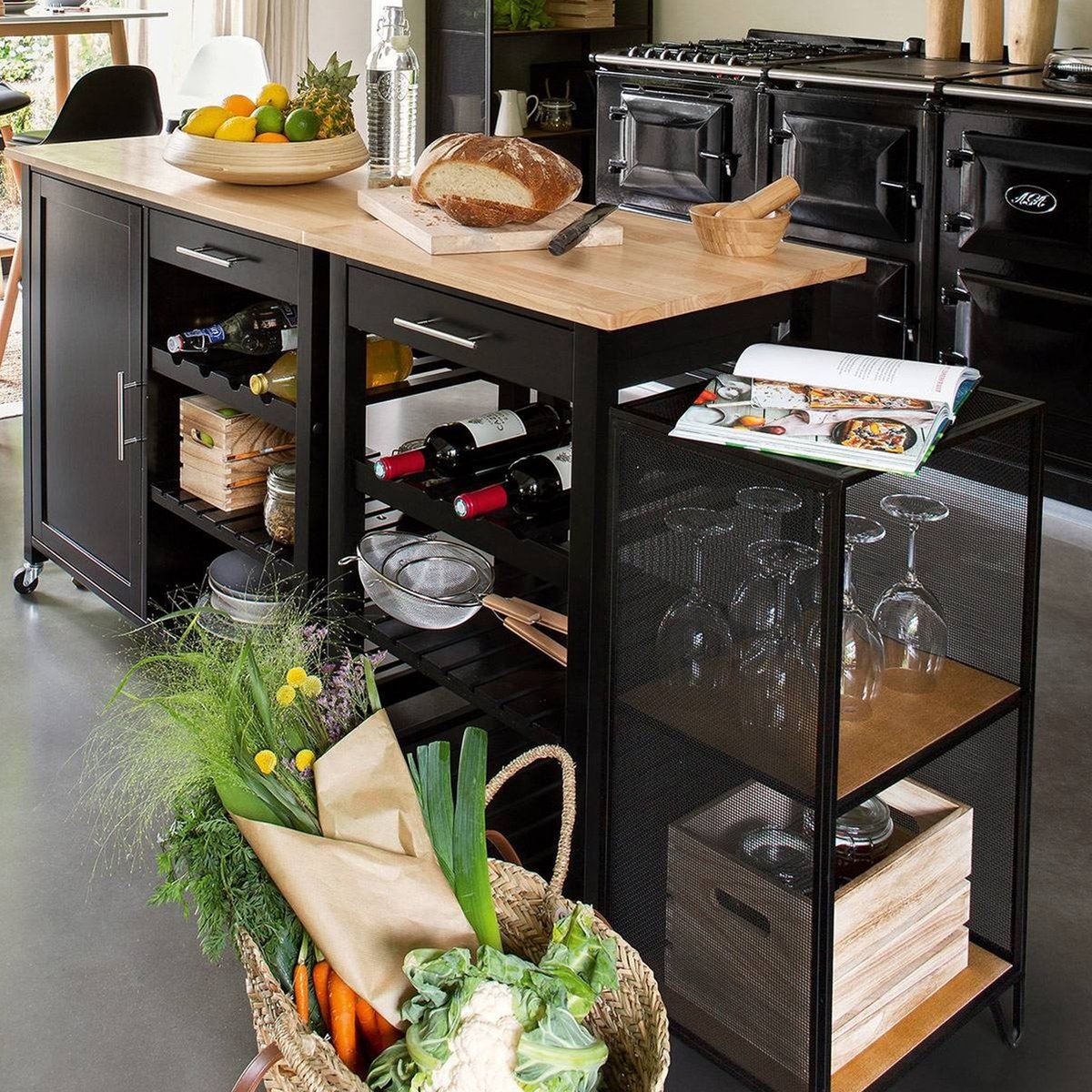 Klein-model-zwarte-keukentrolley-Claude