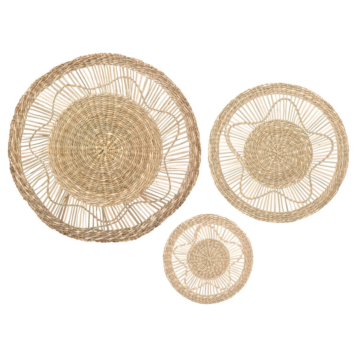 Atmosphera set van 3 Muurdecoraties van Riet - Beige Lin