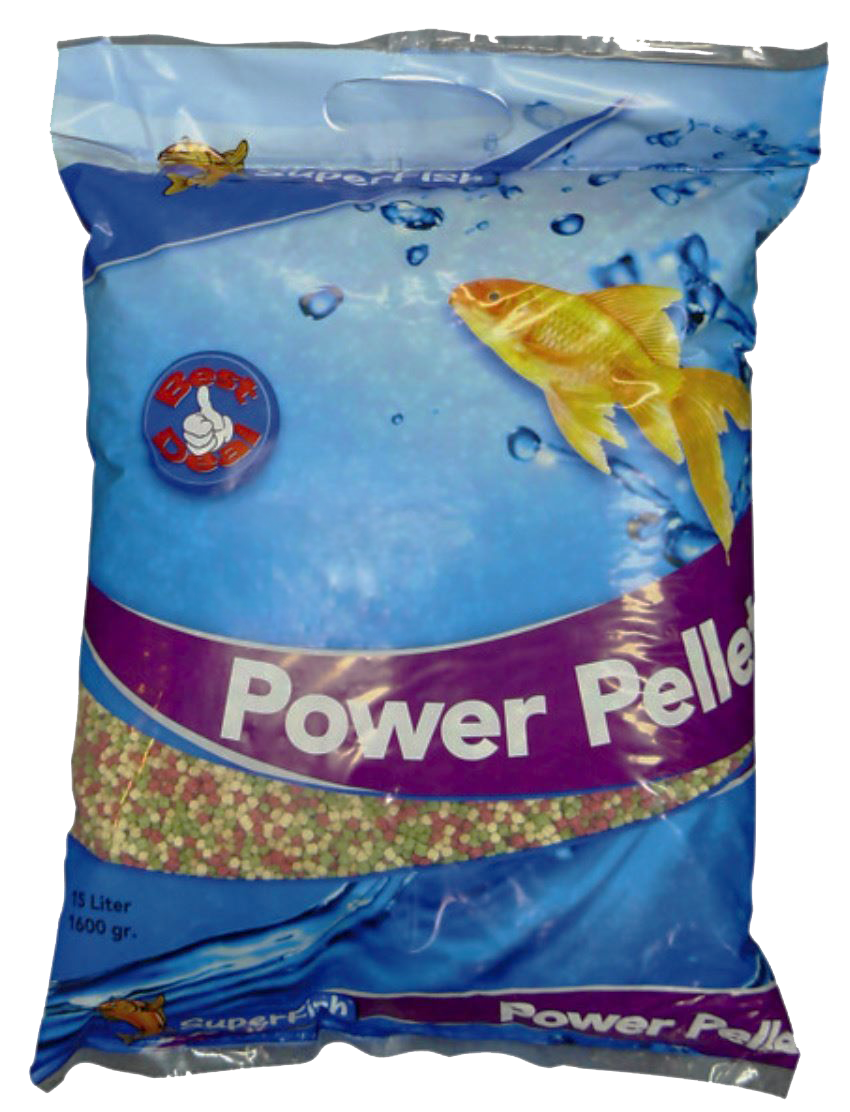 Superfish Economy Power pellet 15 liters - Pellet food for pond fish - Compact pellets for more nutrition - Balanced nutrition for health and growth