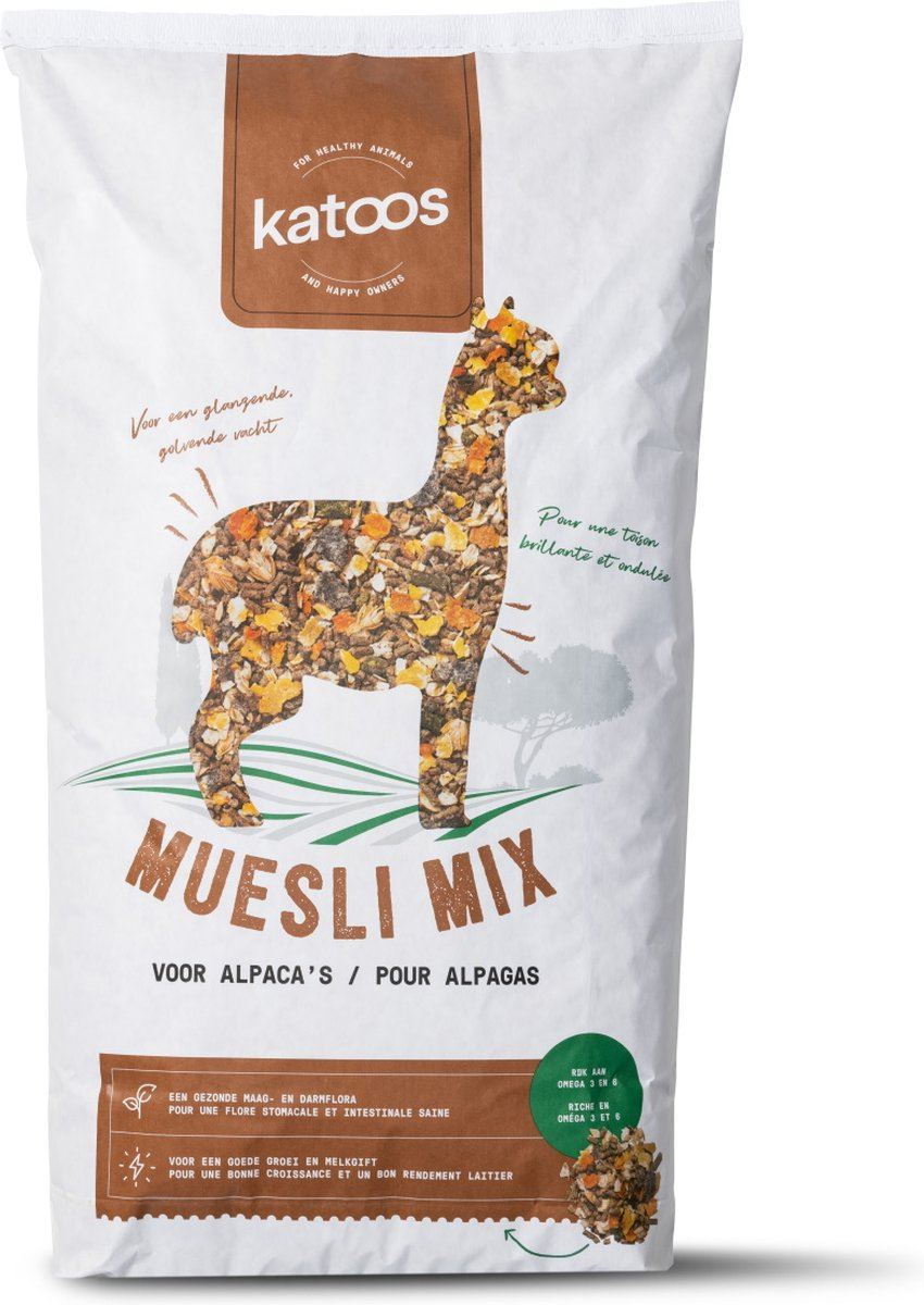Katoos mélange de muesli pour alpagas et lamas 15KG - Aliment pour alpagas - Convient également aux lamas - Mélange équilibré
