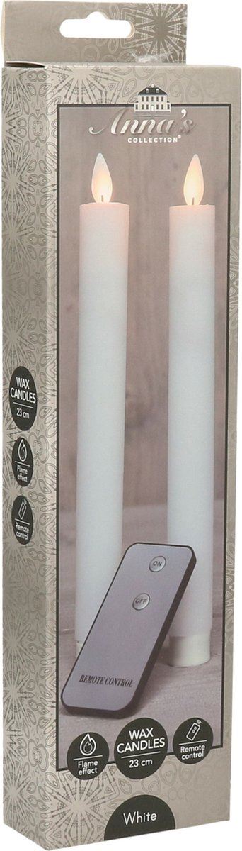 Dinerkaars-Rustiek-H23cm-2stuks-vlameffect-wit