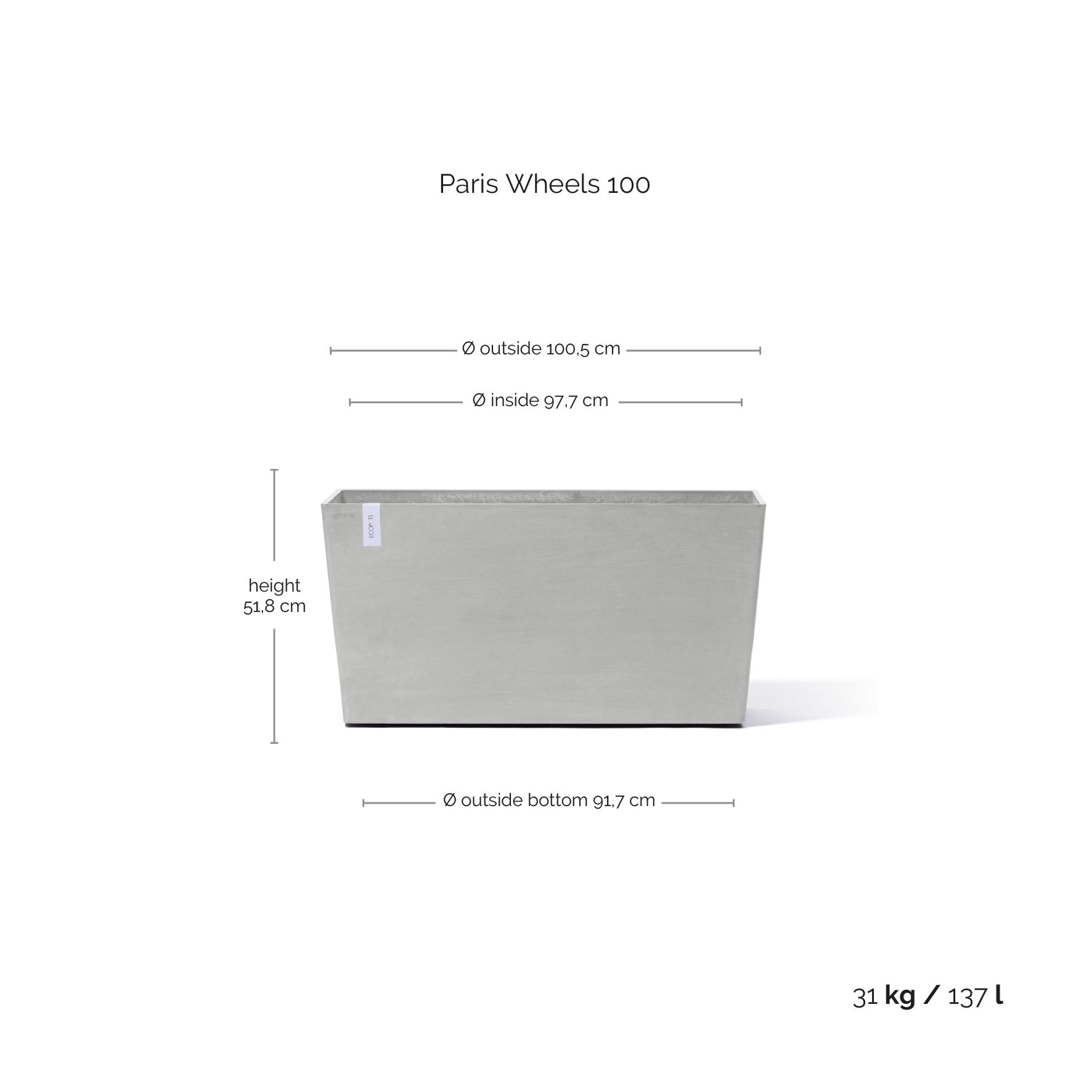 Ecopots-paris-wheels-white-grey-LBH-100x40x50-cm-incl-2-wielstops