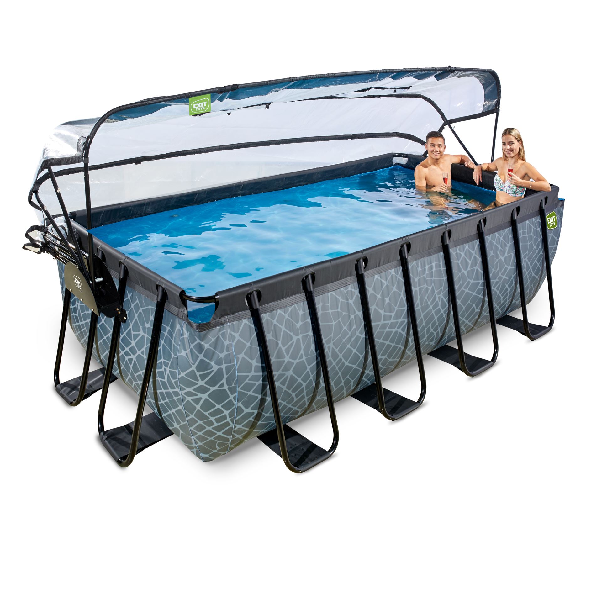 EXIT-Stone-zwembad-400x200x122cm-met-zandfilterpomp-en-overkapping-en-warmtepomp-grijs