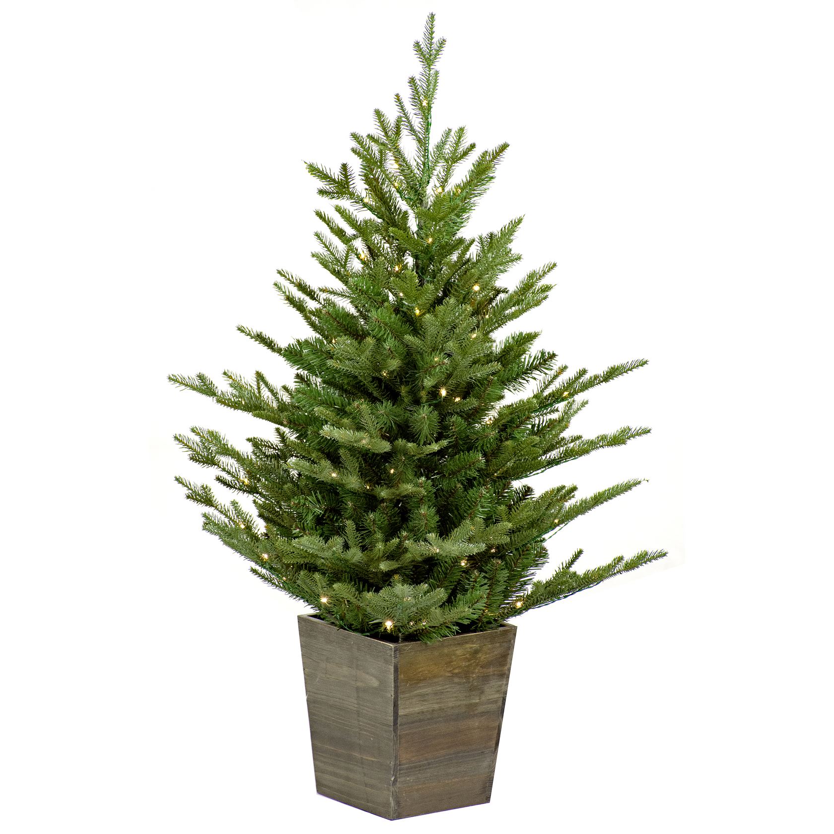 Nordmann-entrance-tree-with-wooden-pot-91cm-100L