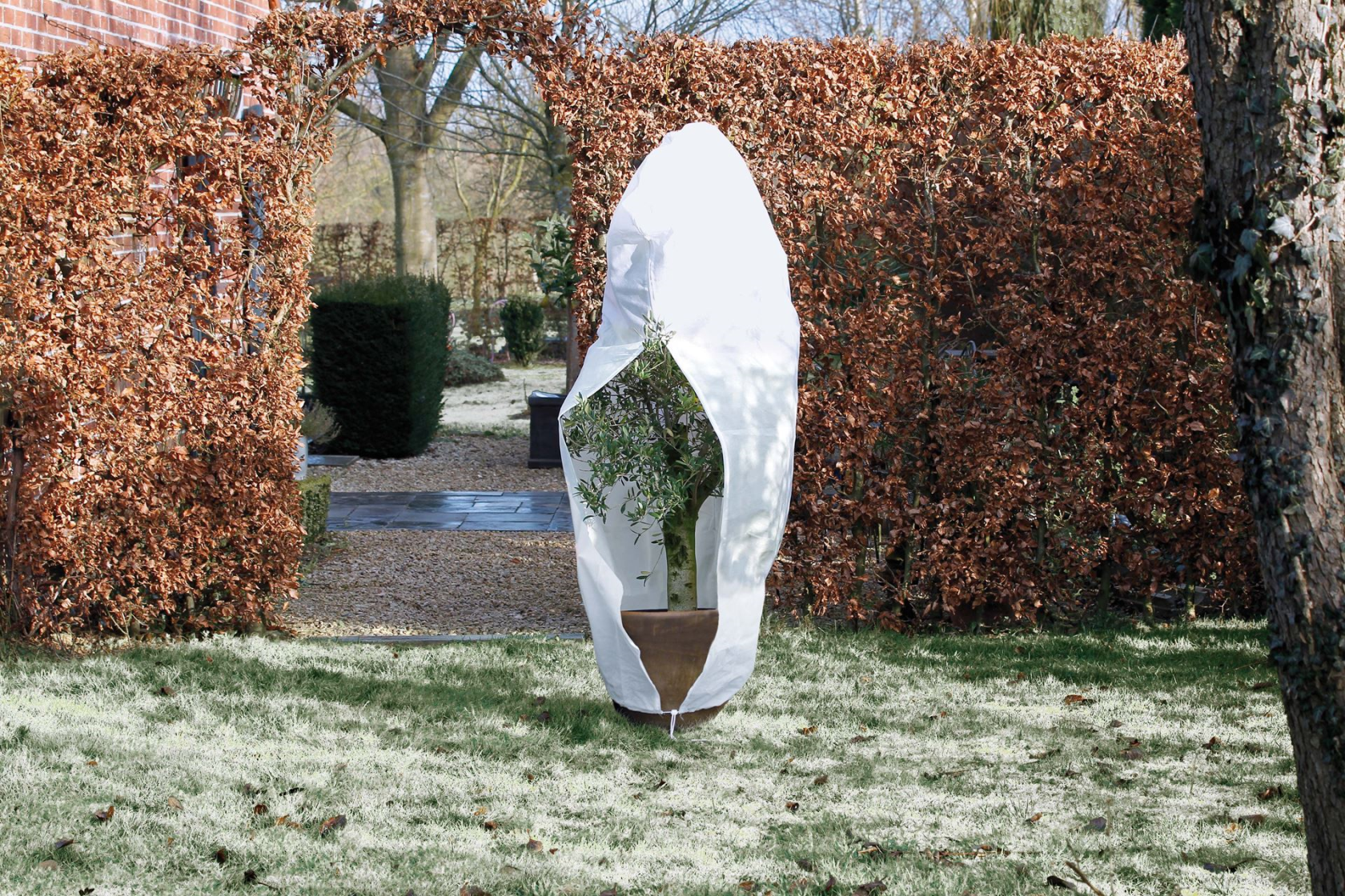 Nature vorstbeschermhoes met rits & koord - 70gr/m² - 300x Ø250cm - wit