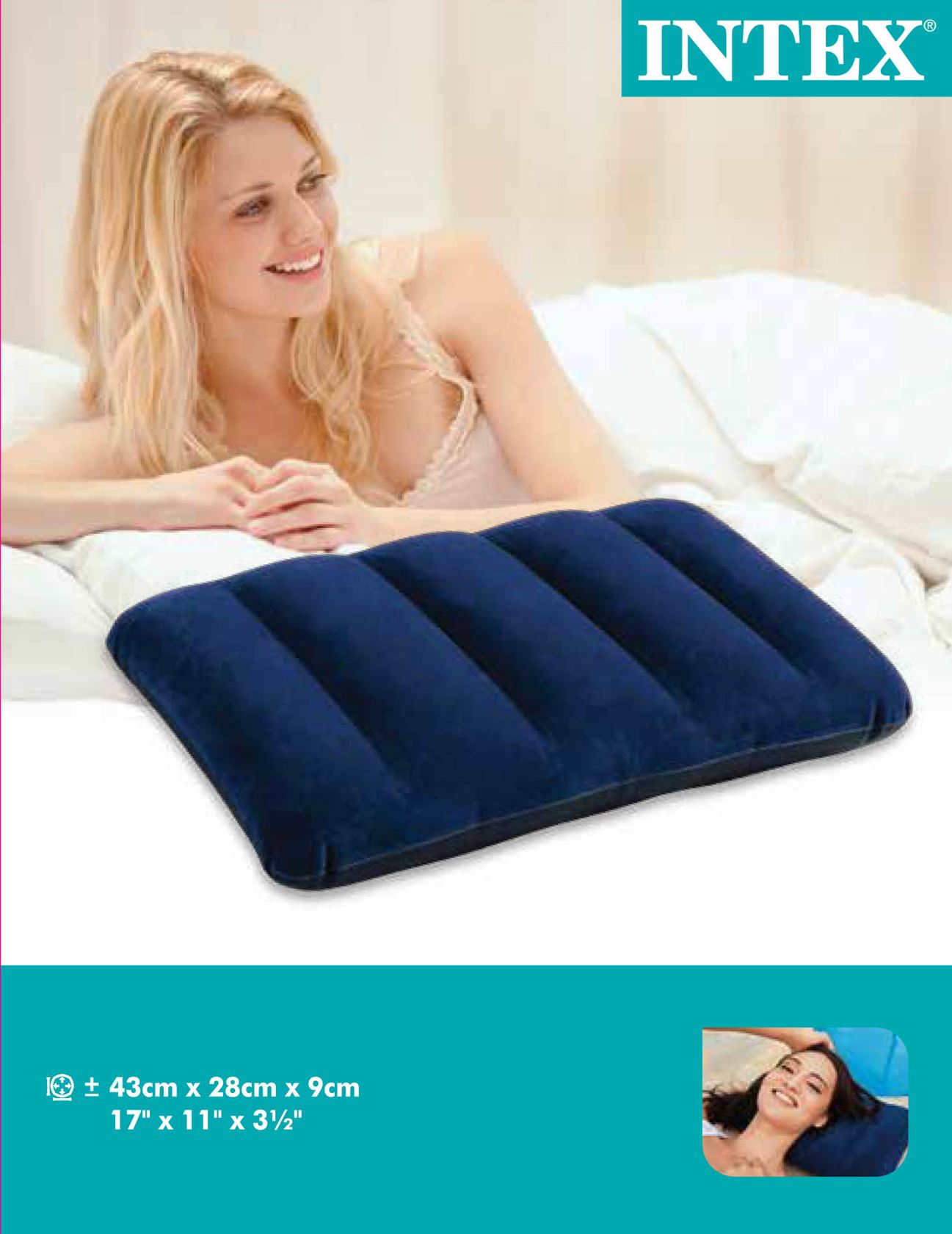 Intex Inflatable Pillow Blue 48x28x9 cm