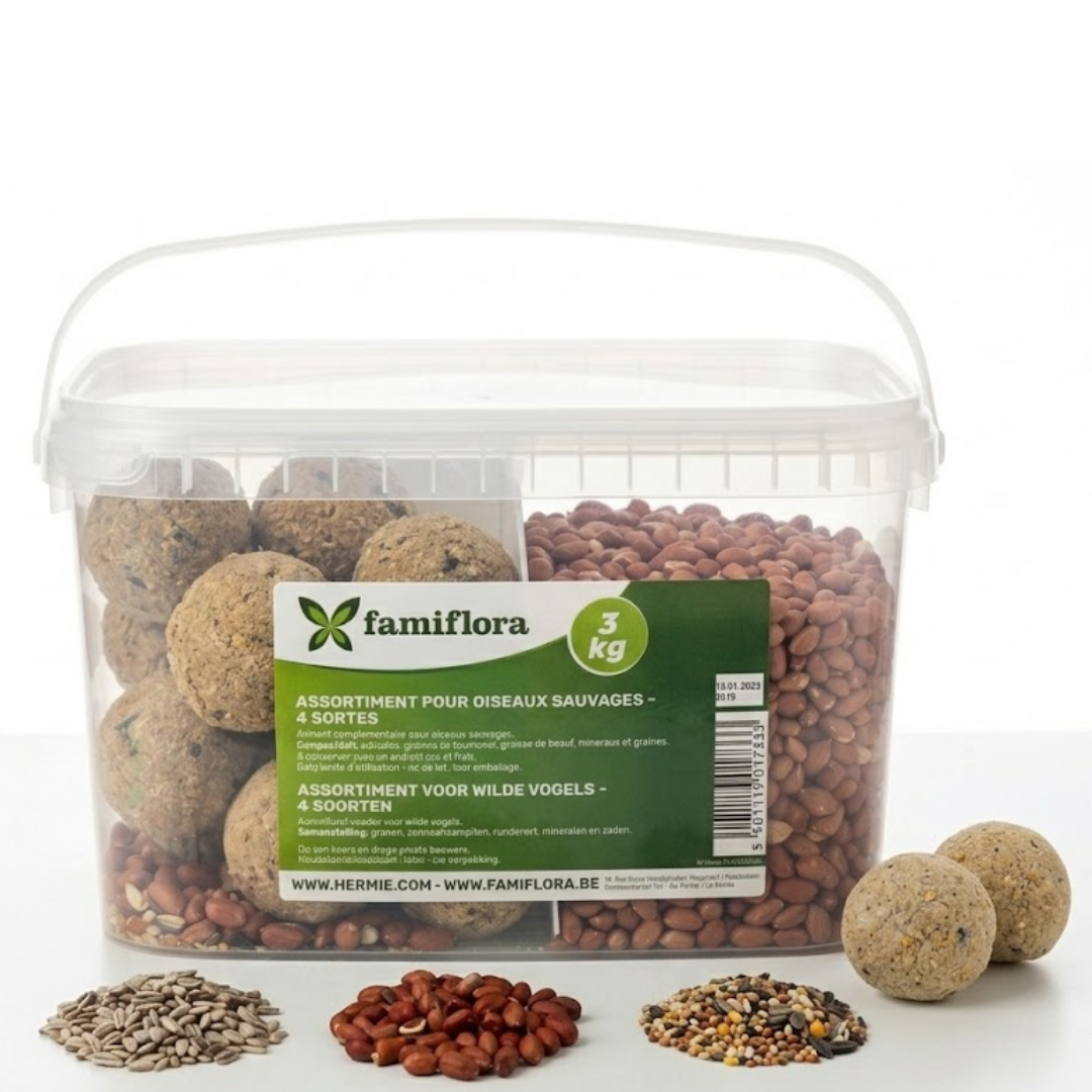 Famiflora Assortment for Wild Birds - 3KG - 4 Types de nourriture - Mix Pack
