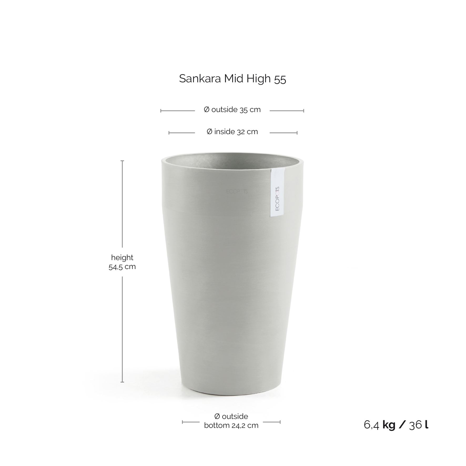 Ecopots-sankara-high-white-grey-35-cm-H55-cm