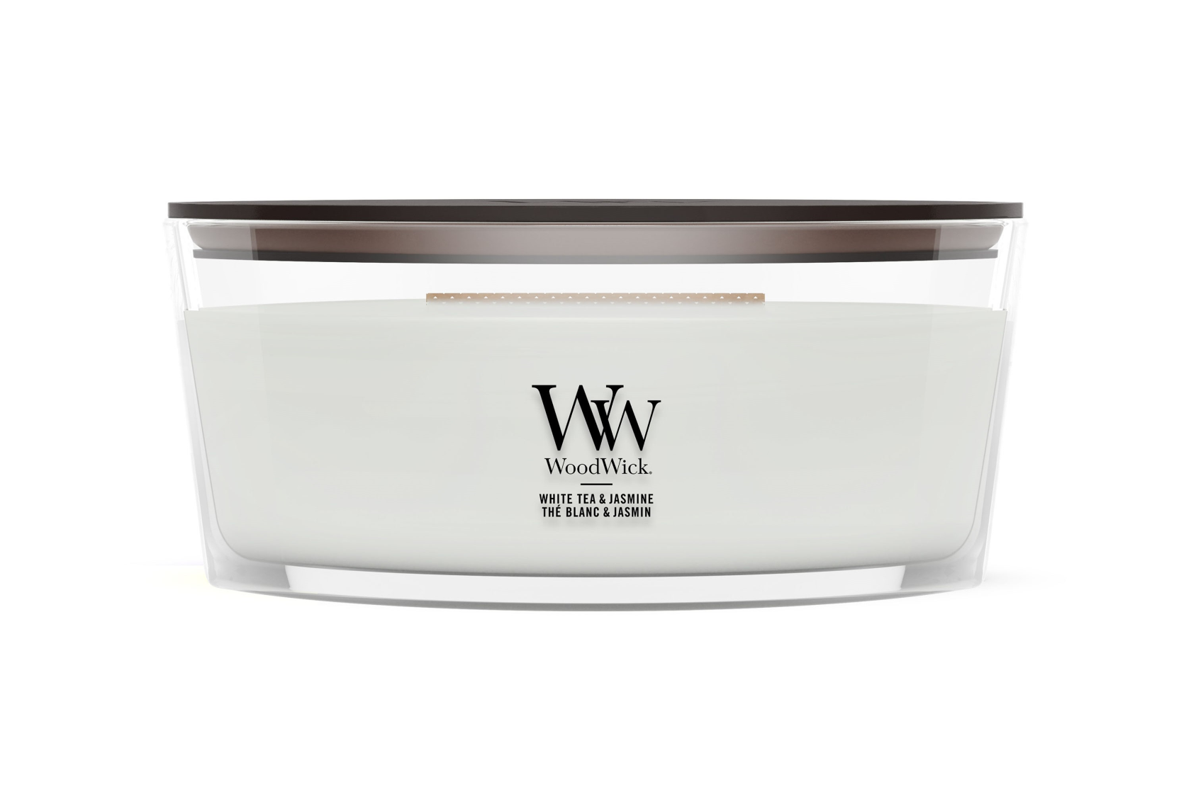 Bougie parfumée WoodWick - Ellipse HearthWick Flame - Thé blanc & Jasmin