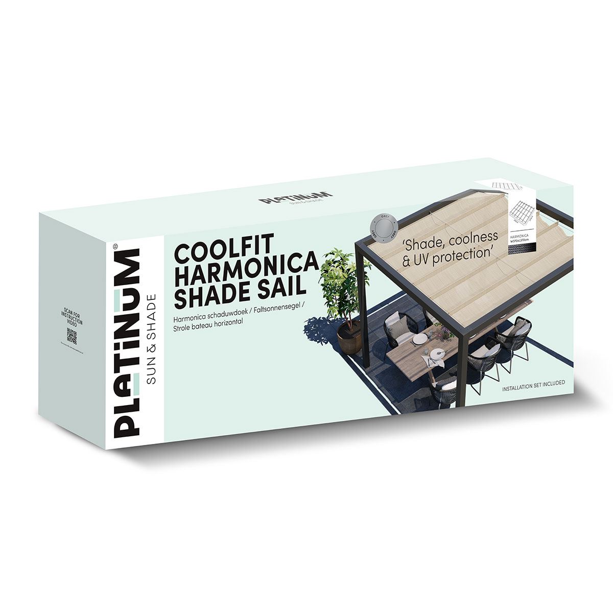 Platinum-Sun-Shade-Harmonica-Schaduwdoek-B370xL370-Kleur-Zandkleur