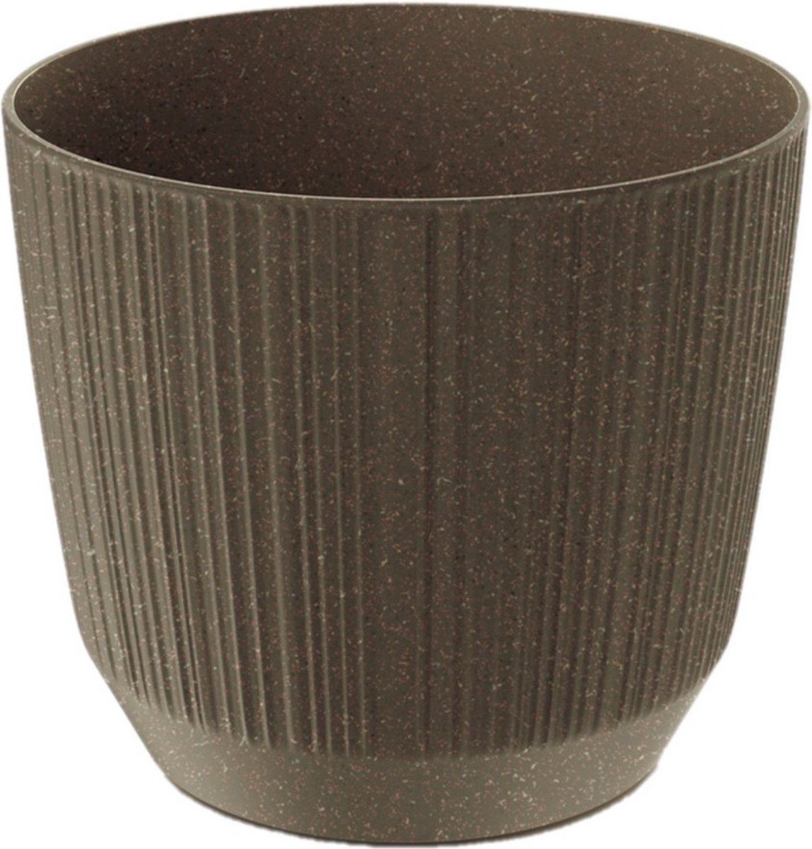 Prosperplast Ryfo Eco Wood Bloempot met strepen - 12,6 cm - Eco Koffie