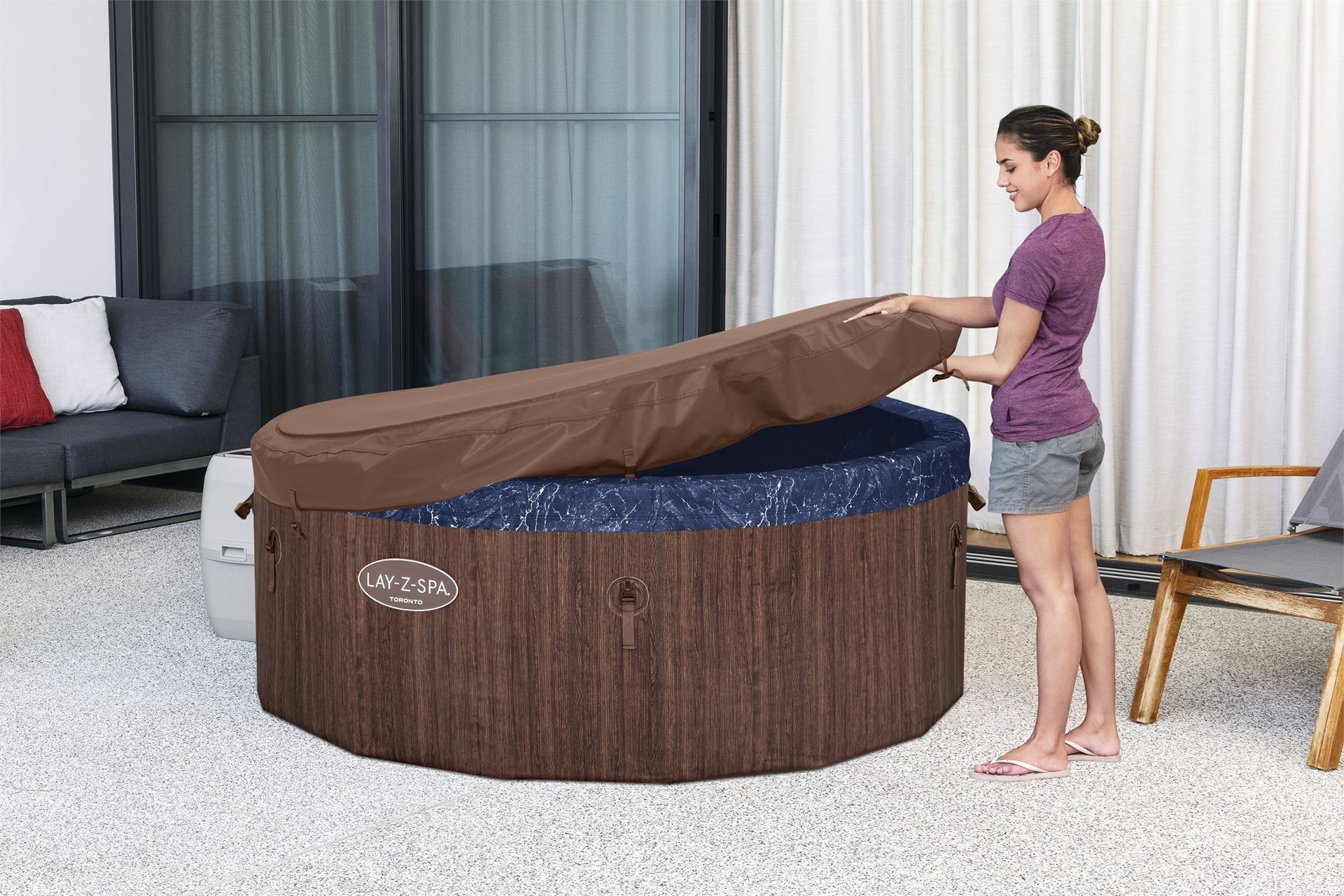 Lay-Z-Spa-75-x-27-5-1-90m-x-70cm-Toronto-ThermaCore-Smart-Airjet-Plus-7-Brown-Wood