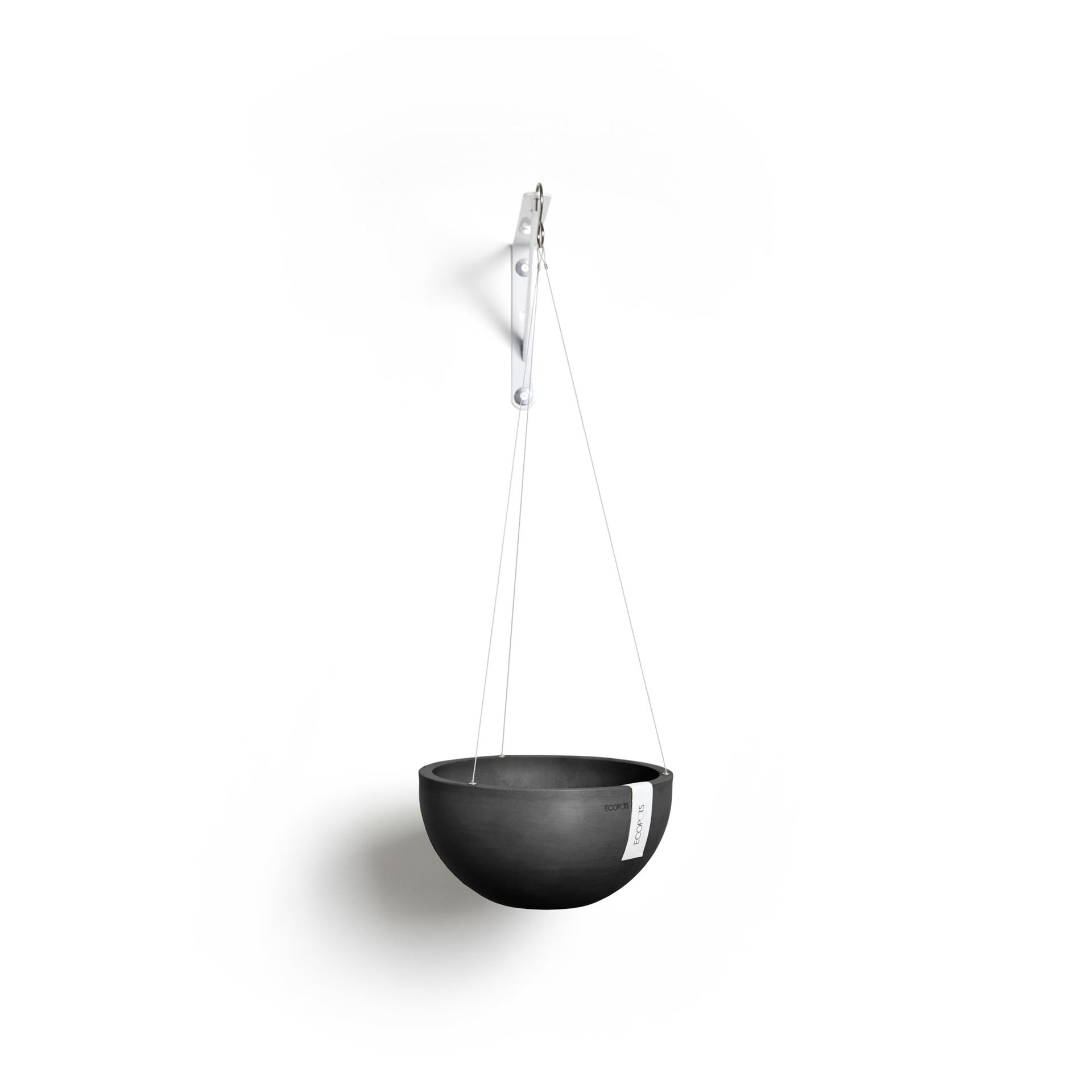 Ecopots Hanging Brussels 27 - Dark Grey - Ø26,7 x H12,8 cm - Ronde donkergrijze hangpot met waterreservoir