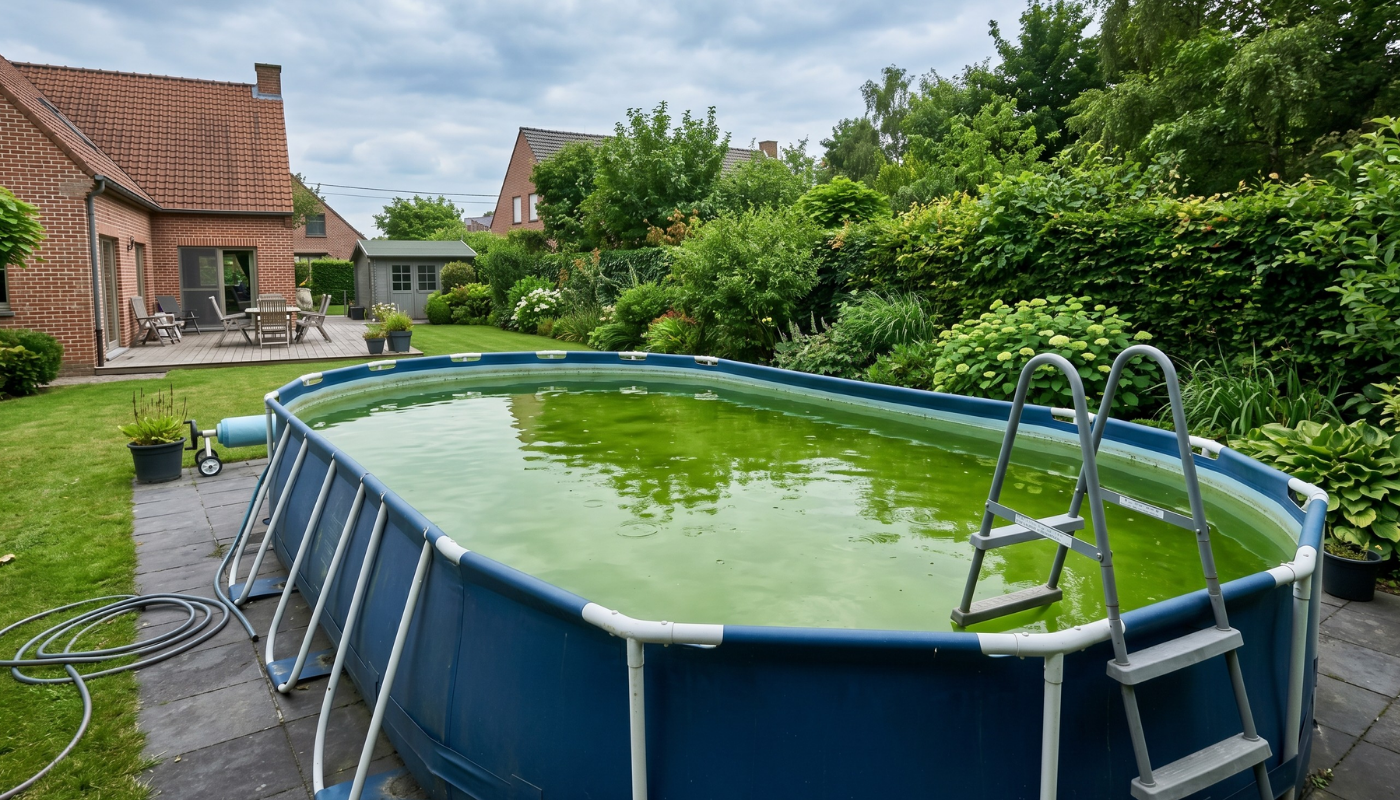 groen water in het zwembad
