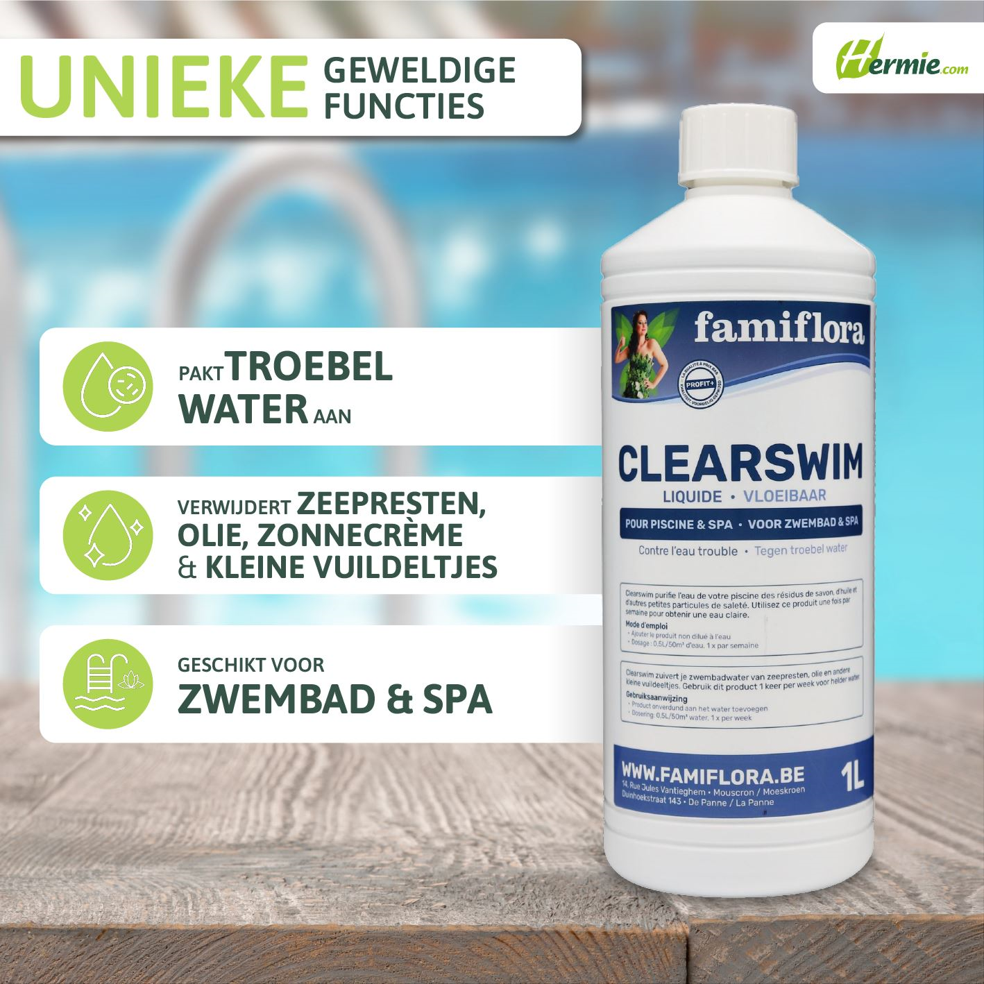 Famiflora Clearswim liquide 1L - contre l'eau trouble !
