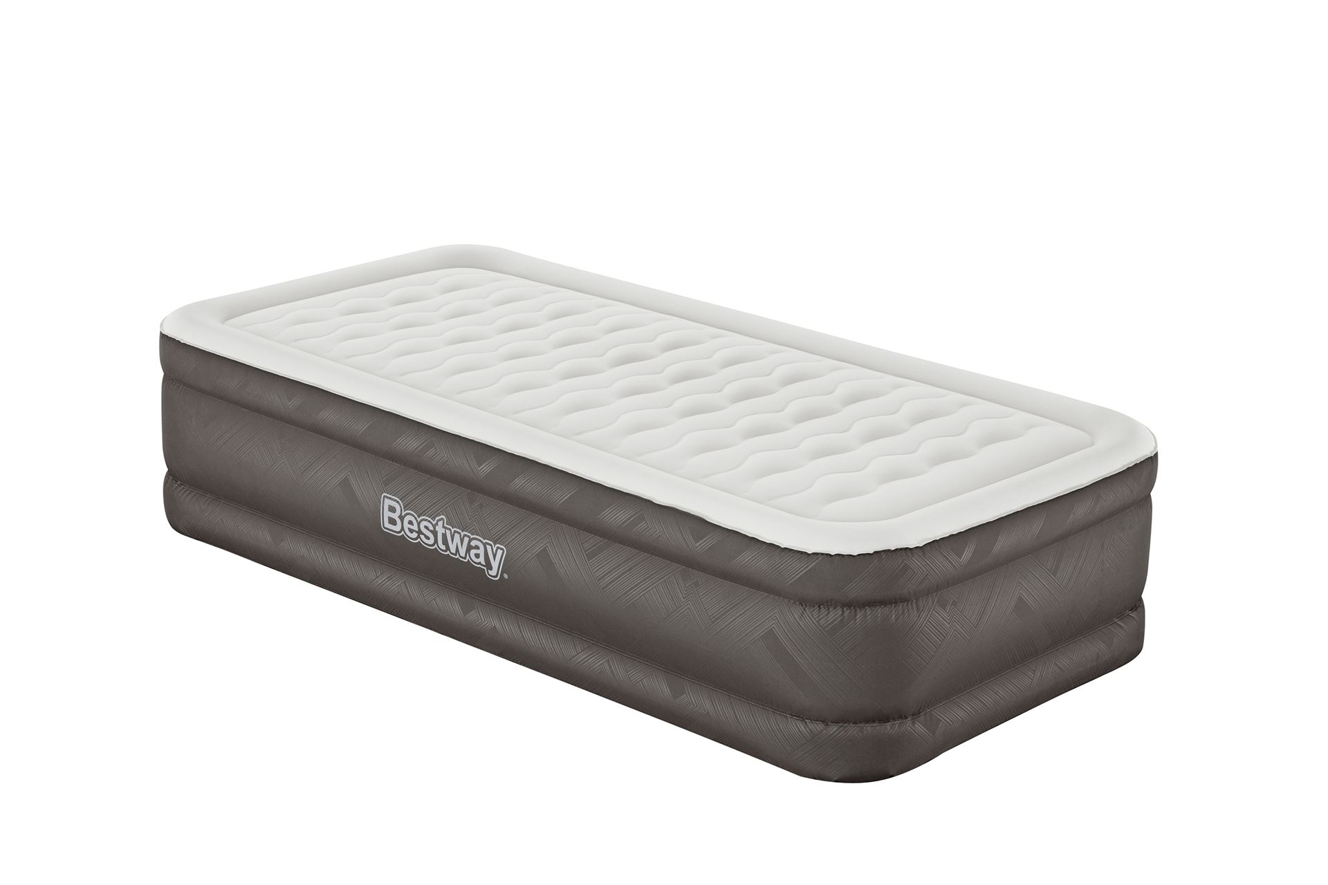 Bestway luchtbed 'Fortech Twin' - 191x97x46 cm - met ingebouwde pomp - bruin/grijs Bestway-1-91m-x-97cm-x-46cm-Fortech-Air-Mattress-Twin-Built-in-AC-pump