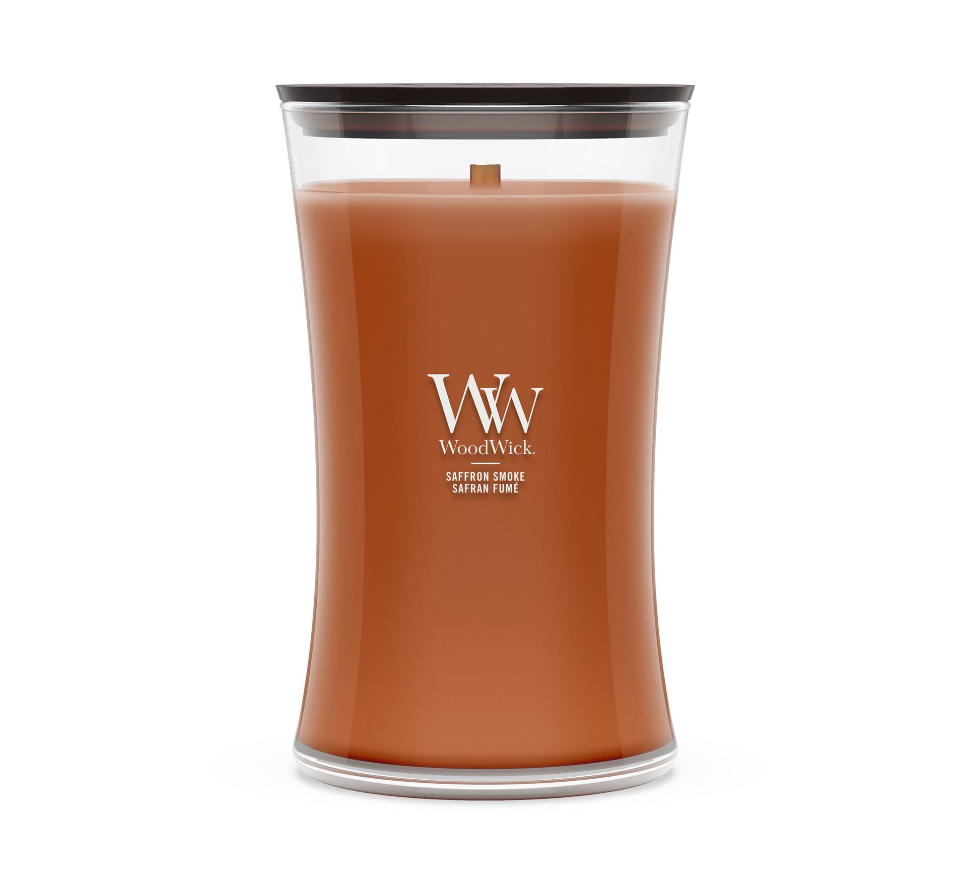 Bougie parfumée WoodWick - Large Hourglass - Saffron Smoke