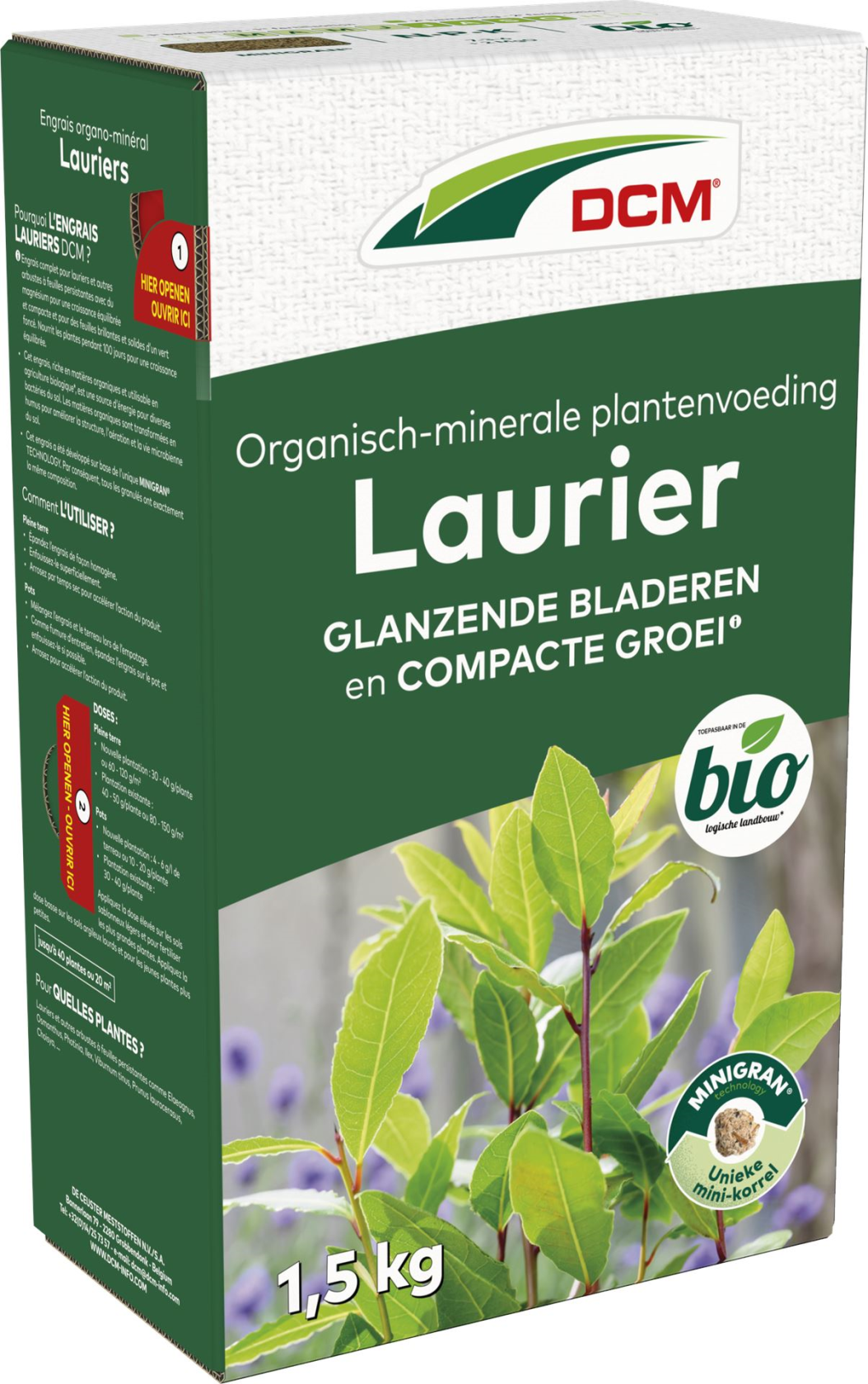 DCM meststof voor laurier & bladhoudende heesters-  1,5kg - bio