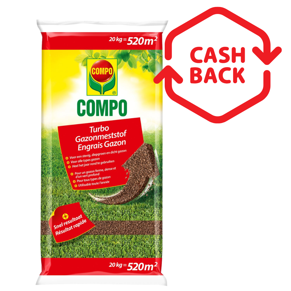 COMPO Turbo Gazonmeststof - Organisch-Mineraal - 20 kg - 520 m²