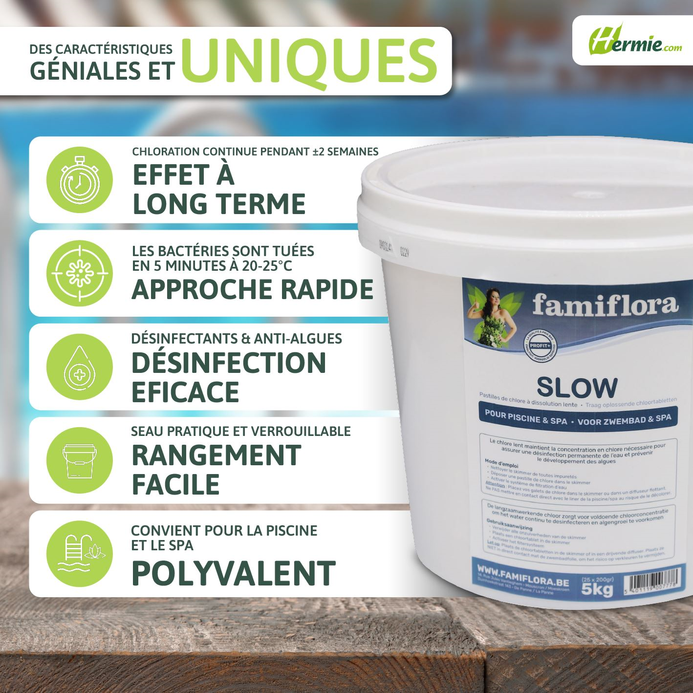 Famiflora Slow - langwerkend chloor 5kg - grote tabletten 200gr