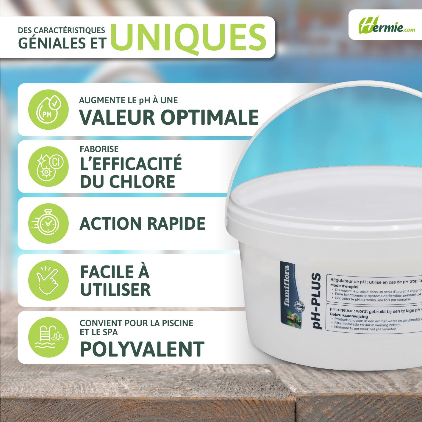 Famiflora pH-plus poeder 3kg - verhoogt de pH-waarde van je zwembad of spa!