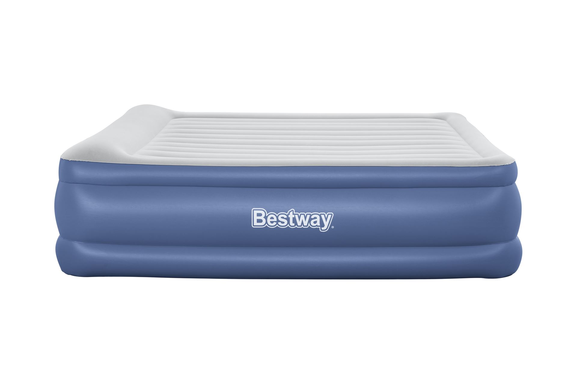 Bestway airbed 'Tritech King' - 203x193x56 cm - with side, built-in pump, deflating valve and pillow - blue/gray Bestway-2-03m-x-1-93m-x-56cm-Tritech-Air-Mattress-King-Built-in-AC-Pump