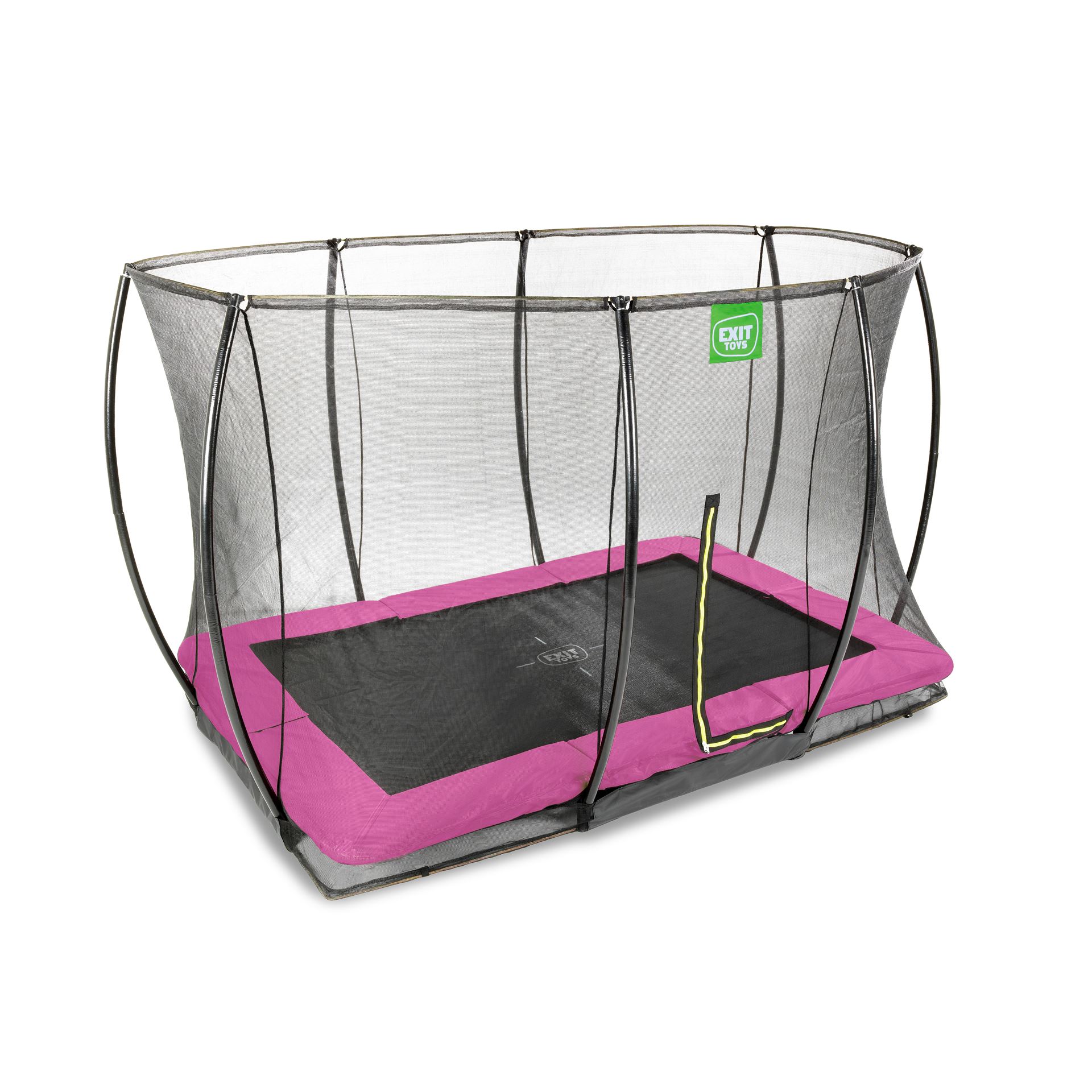 EXIT-Silhouette-inground-trampoline-214x305cm-met-veiligheidsnet-roze