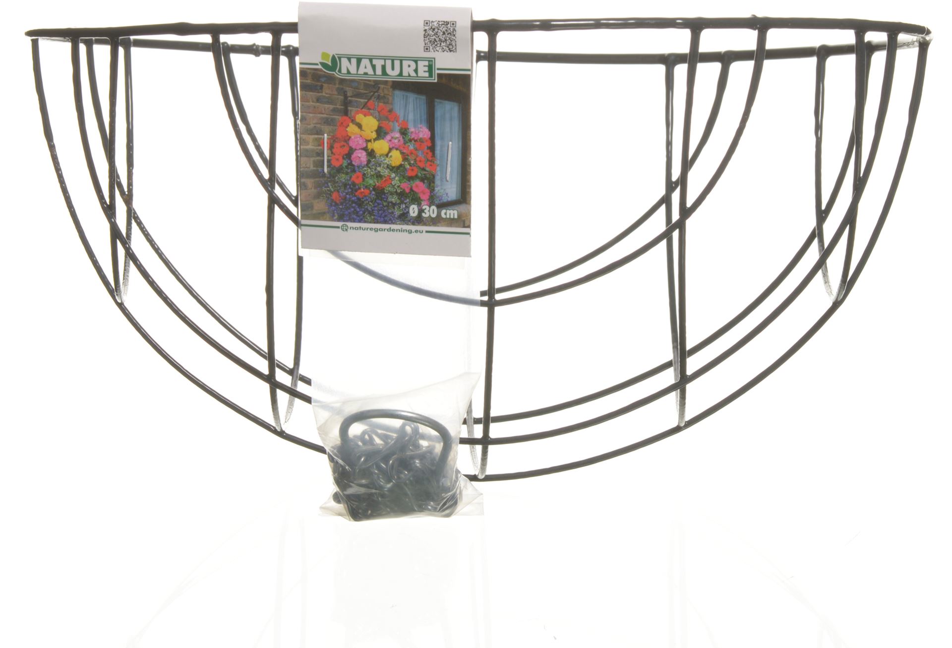 Hanging-basket-metaaldraad-grijs-geepoxeerd-incl-ketting-H16x-30cm