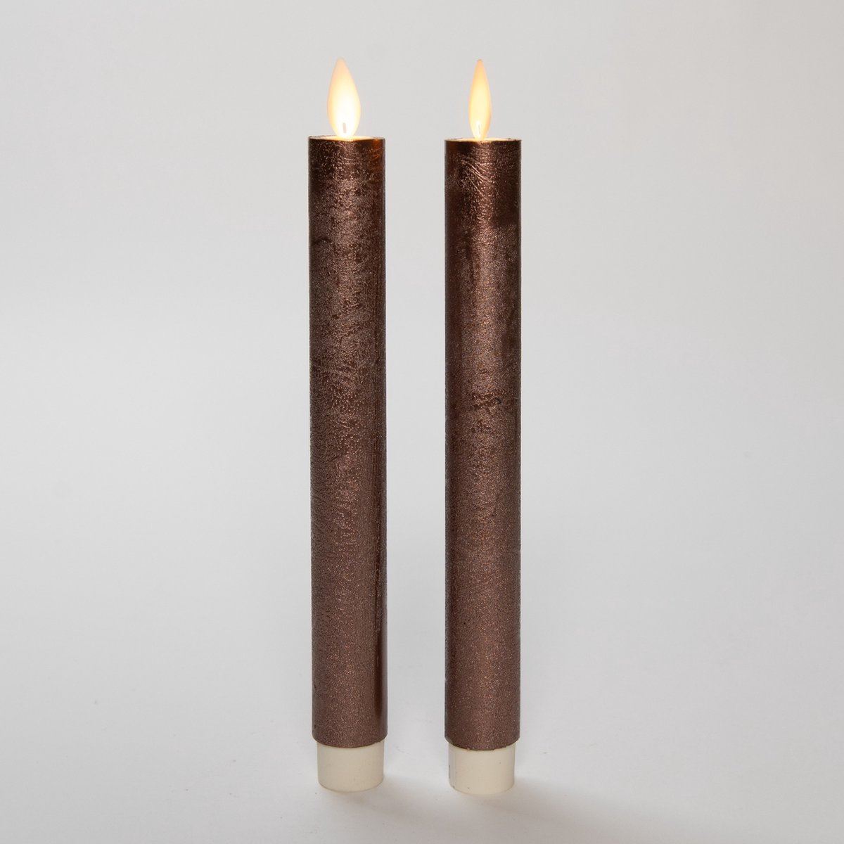 Dinerkaars-H23cm-2stuks-vlameffect-brons