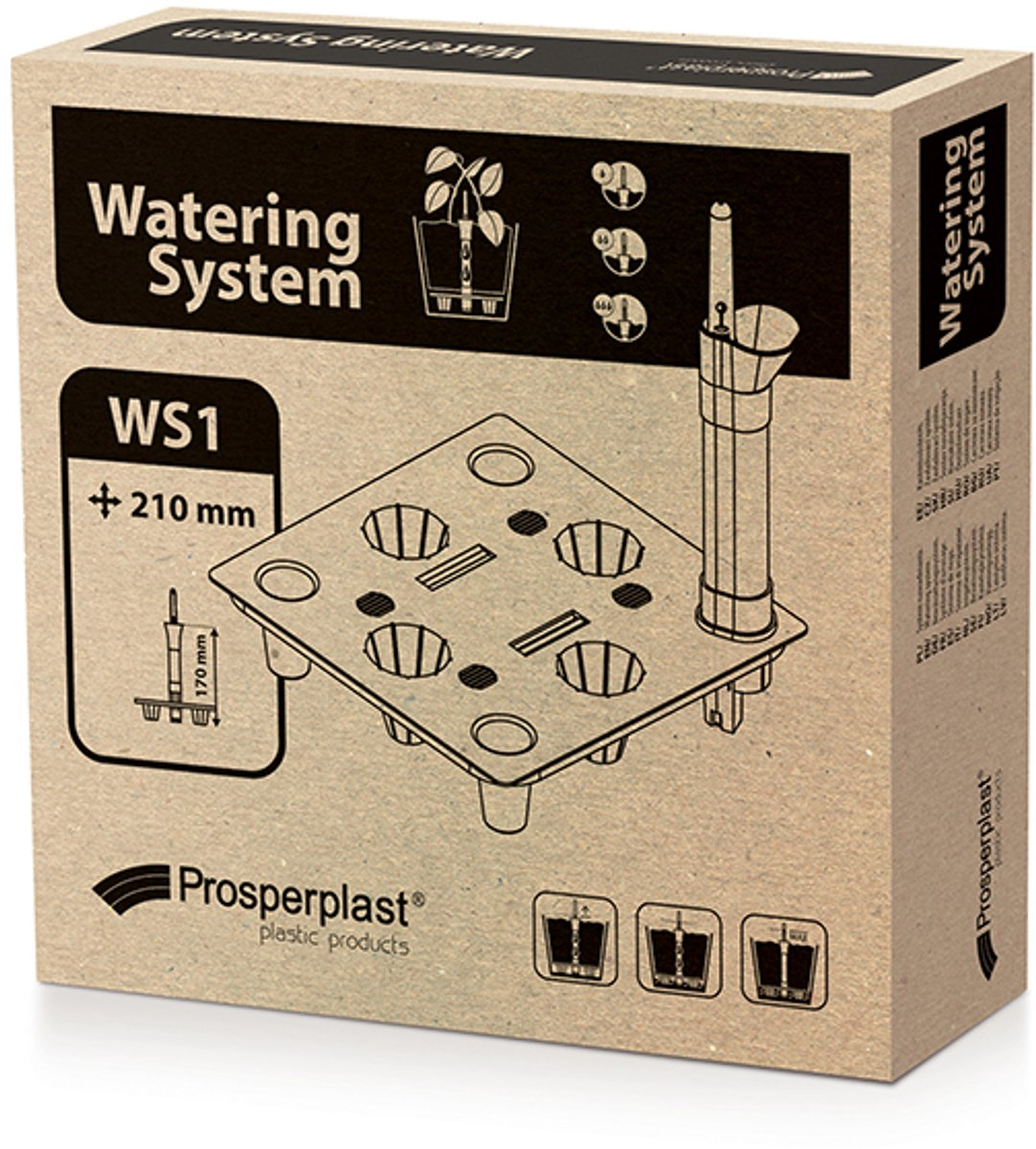 Prosperplast WS1 Vierkant Irrigatiesysteem - Zwart - Voor maat 225 en 240