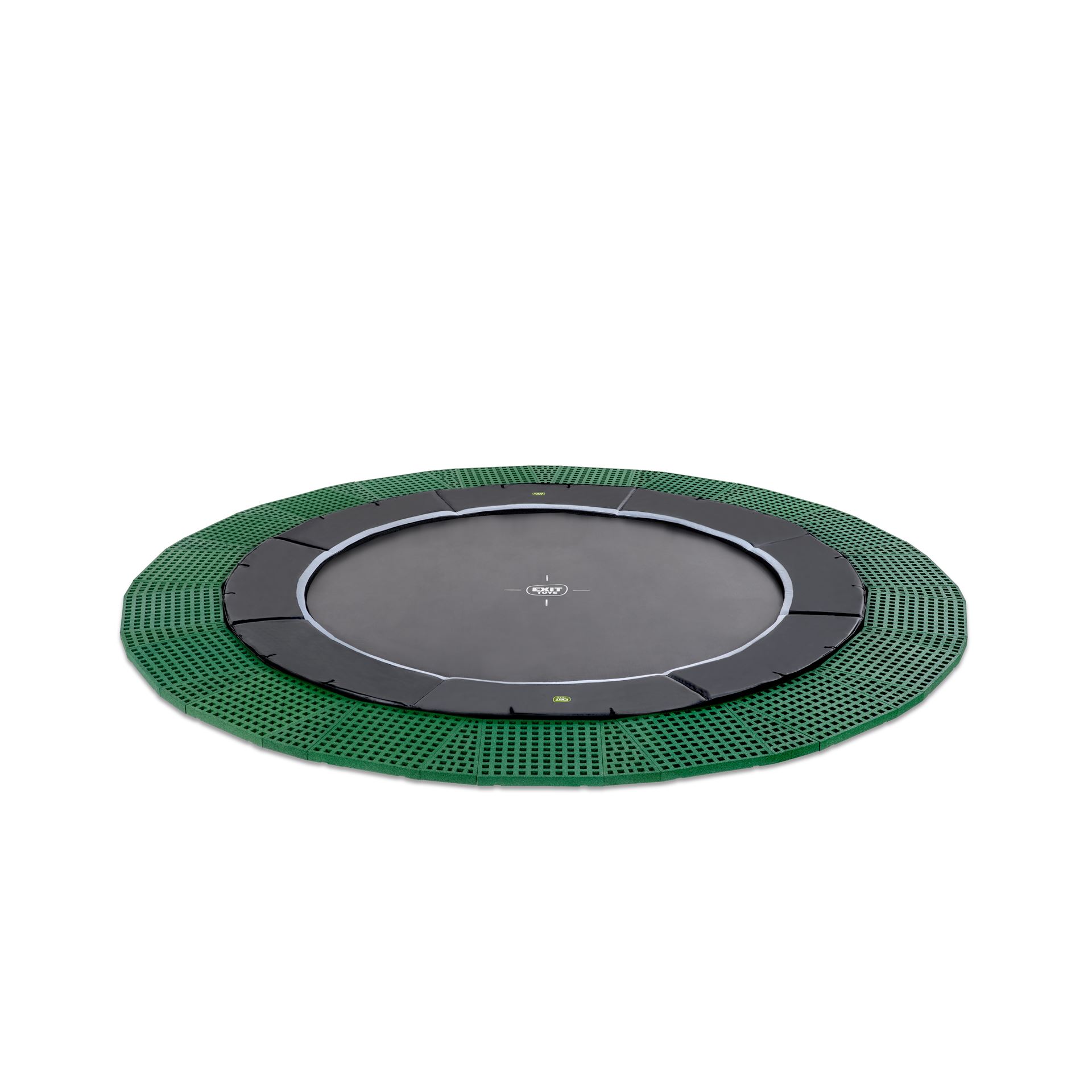 EXIT-Dynamic-groundlevel-trampoline-305cm-met-Freezone-veiligheidstegels-zwart