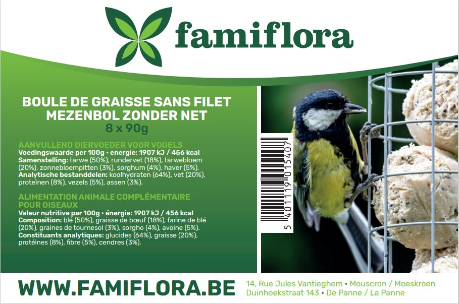 Set de 8 boules de suif sans filet - 8x90g