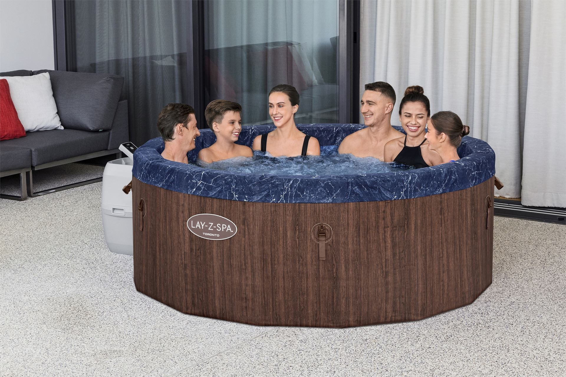 Lay-Z-Spa-75-x-27-5-1-90m-x-70cm-Toronto-ThermaCore-Smart-Airjet-Plus-7-Brown-Wood