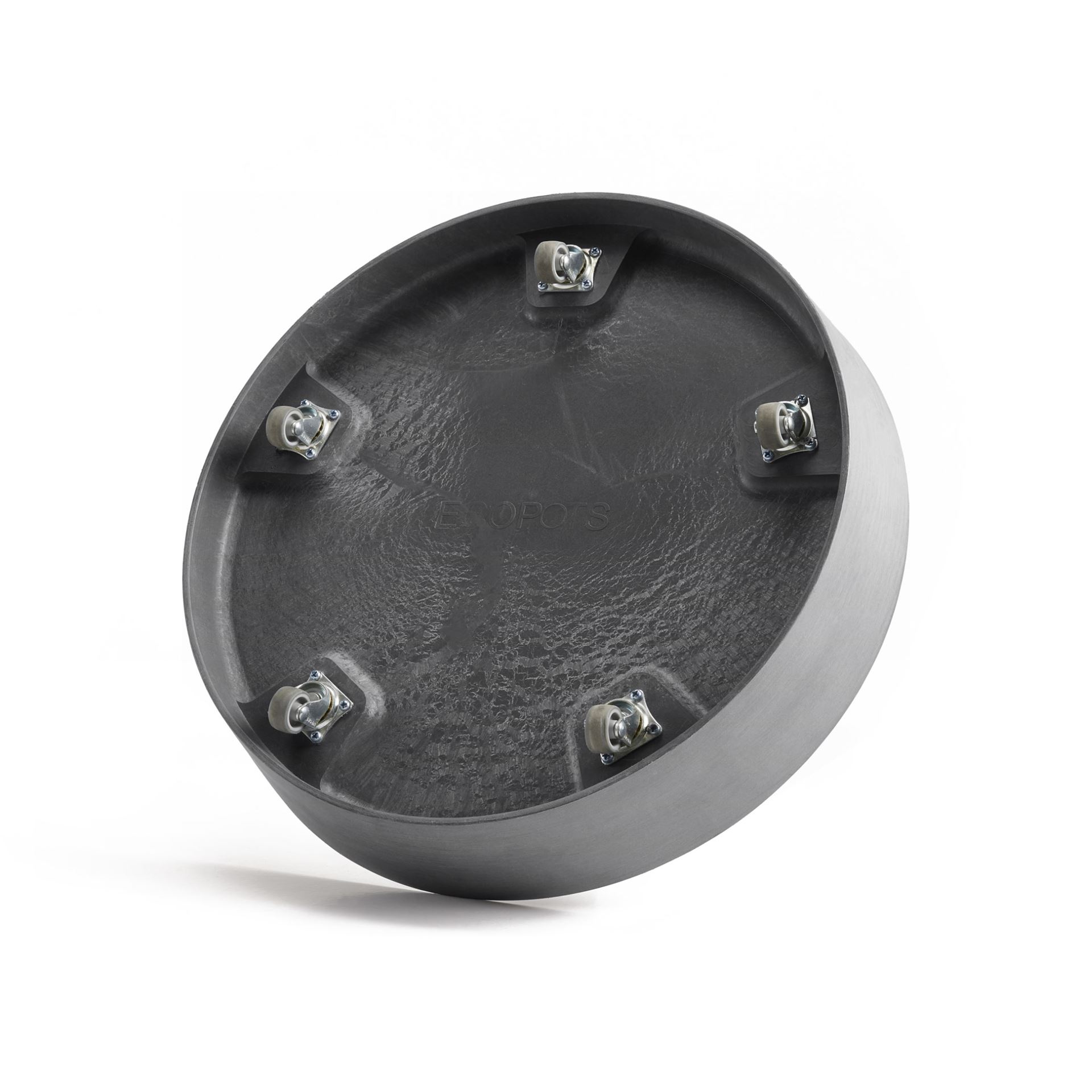 Ecopots-onderschotel-rond-met-wielen-grey-60-cm-H9-cm