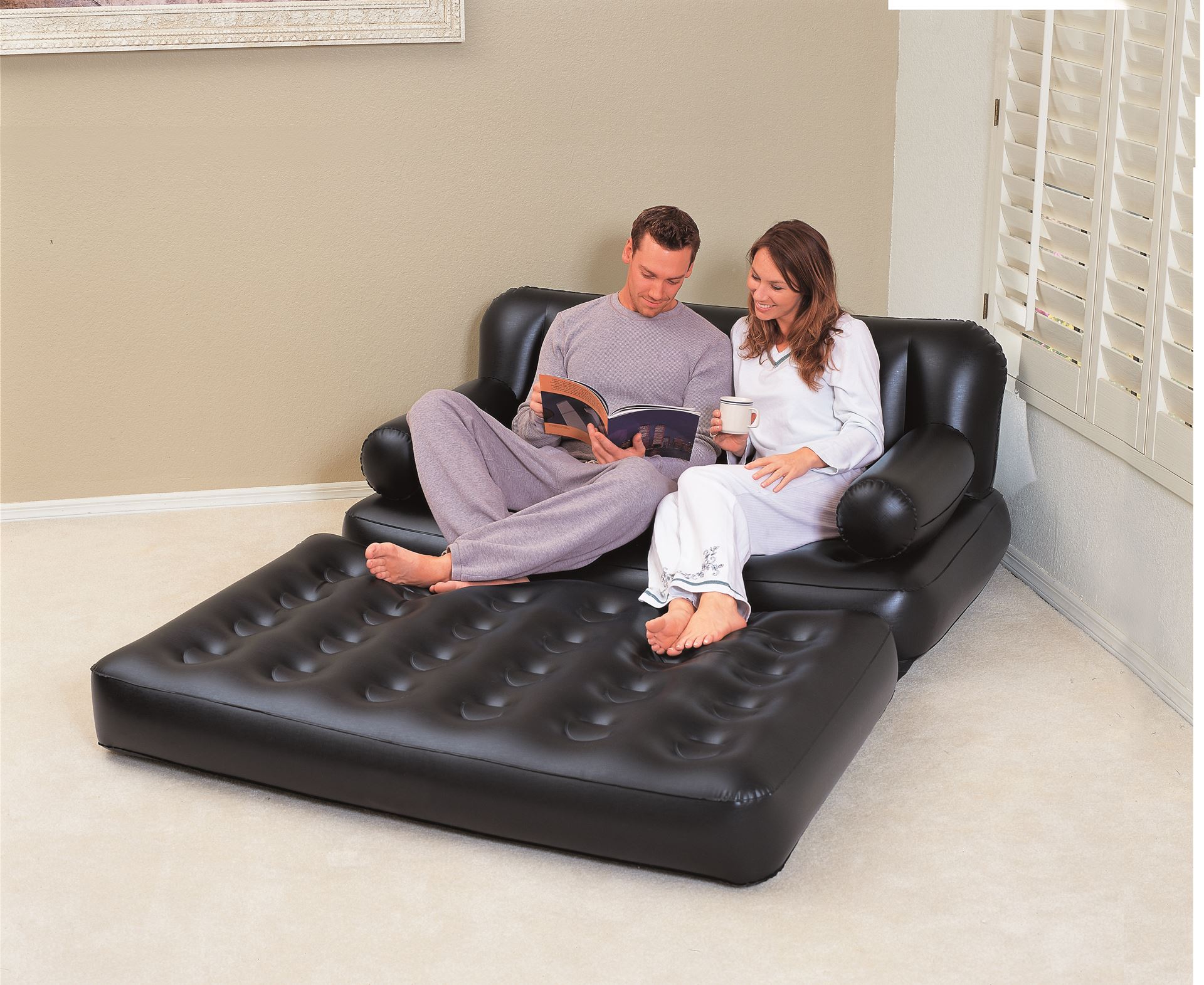 Bestway 5-in-1 inflatable sofa - 188x152x64 cm - Multi-purpose as a 2-person sofa bed - Up to 300KG Bestway-1-88m-x-1-52m-x-64cm-Multi-Max-5-in-1-Air-Couch