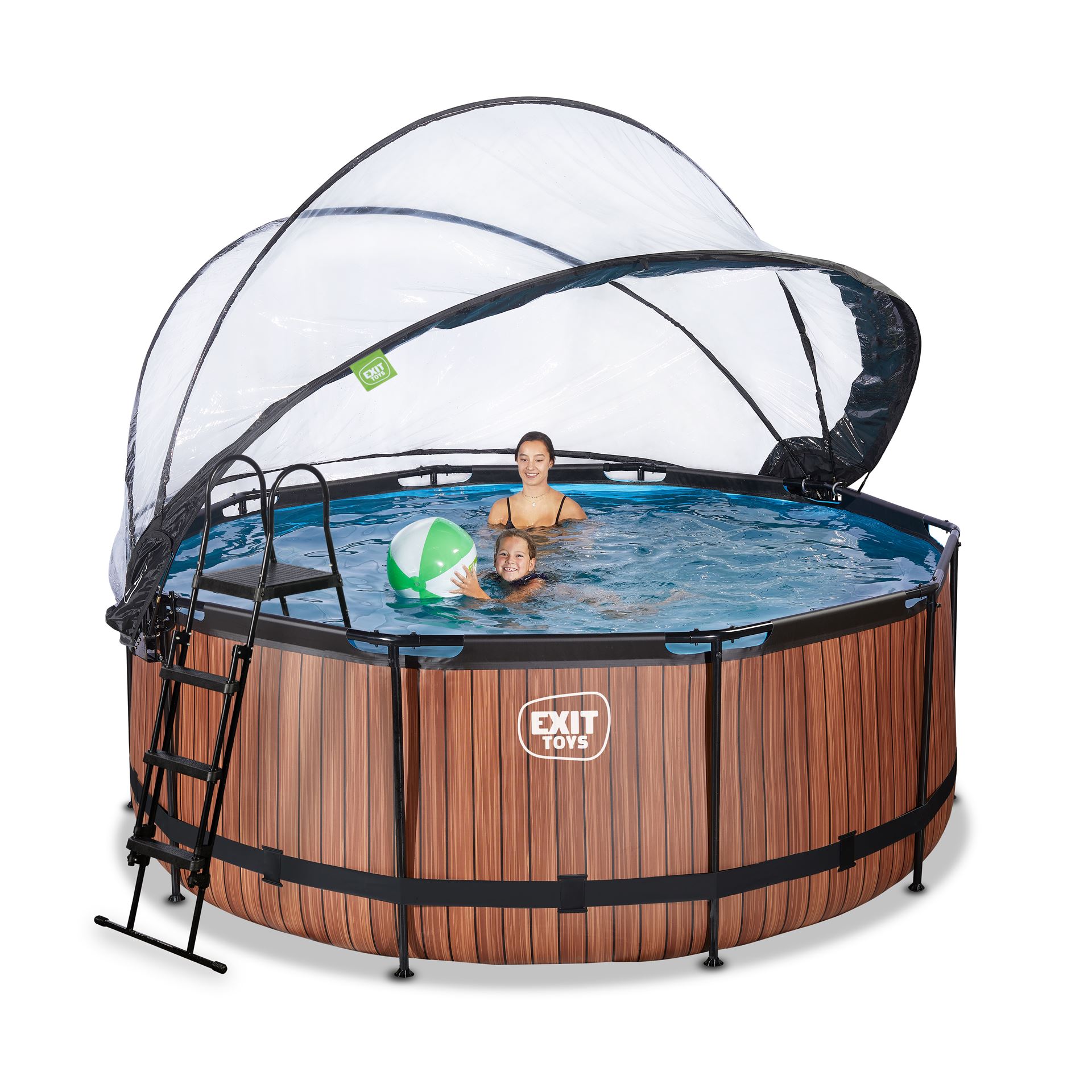EXIT-Wood-zwembad-360x122cm-met-zandfilterpomp-en-overkapping-en-warmtepomp-bruin