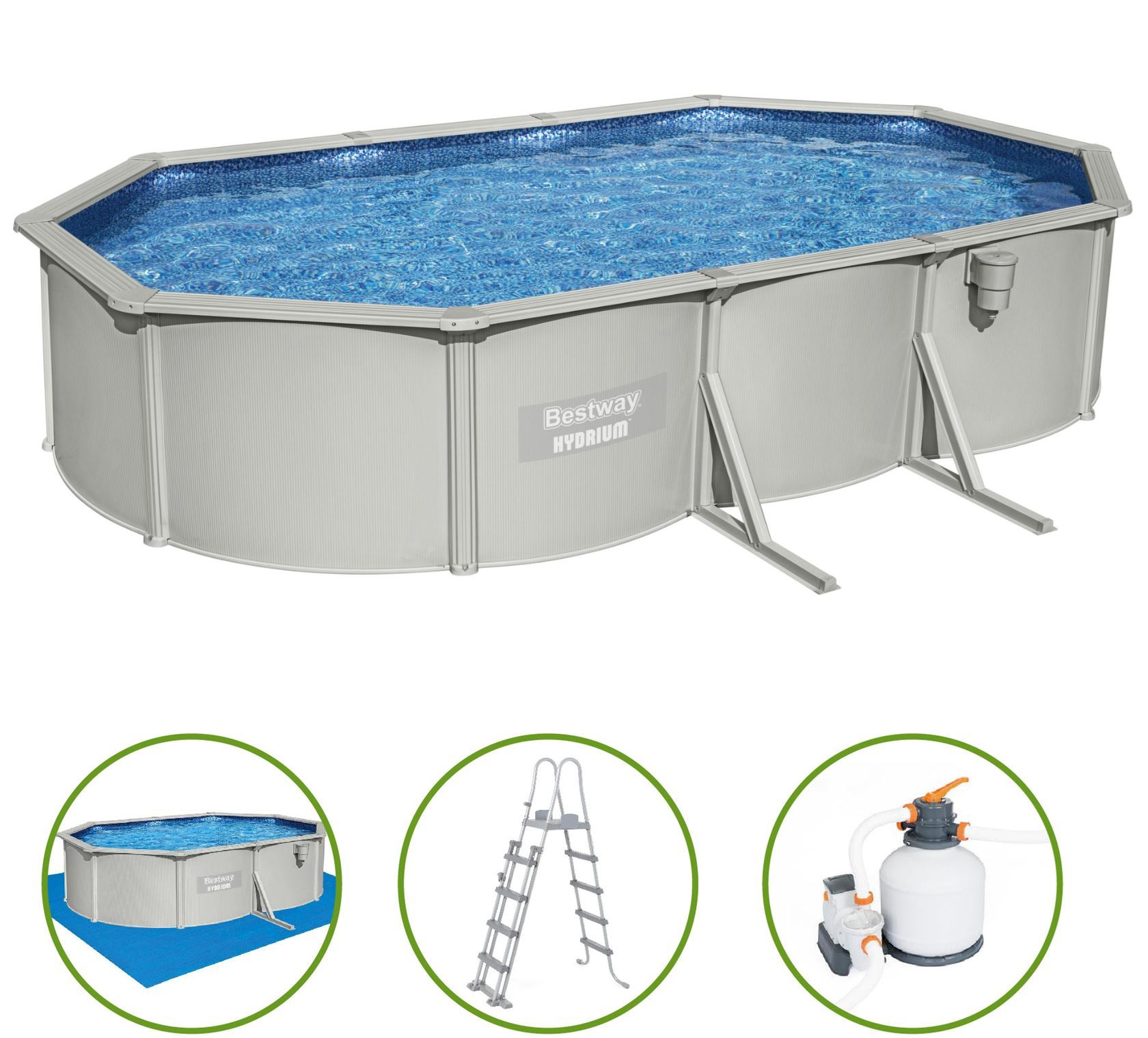 Bestway Hydrium piscine hors sol - ovale - L610 x L360 x H120 cm