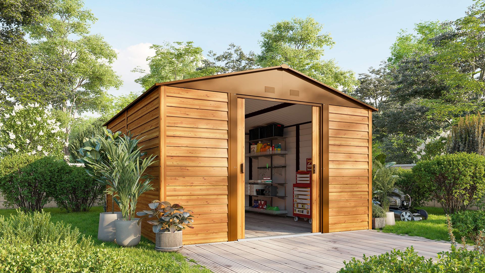 Vitavia Tuinberging Frankfurt II 1112 - houtdecor - Tuinberging metaal - L309 x 352 x H220 cm