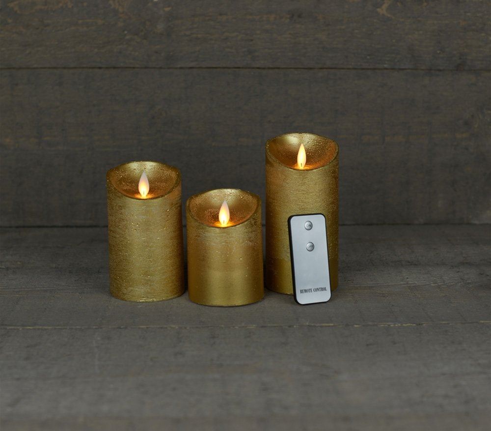 B-O-3ST-KAARS-GOUD-WAX-RUSTIEK-BEWEGENDE-VLAM-7-5X10-12-5-15CM-3X3AAA-INCL-AFSTANDSBEDIENING