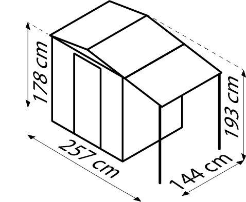 Tuinberging-Dream-65-antraciet-inkl-uitbreiding-met-plat-dak-Tuinberging-Metaal-B171-x-L144-x-H193-cm