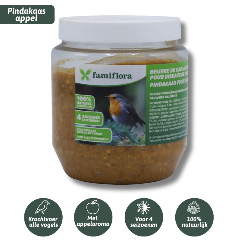 Famiflora peanut butter for garden birds with apple (aroma) - 350 gr - Bird peanut butter