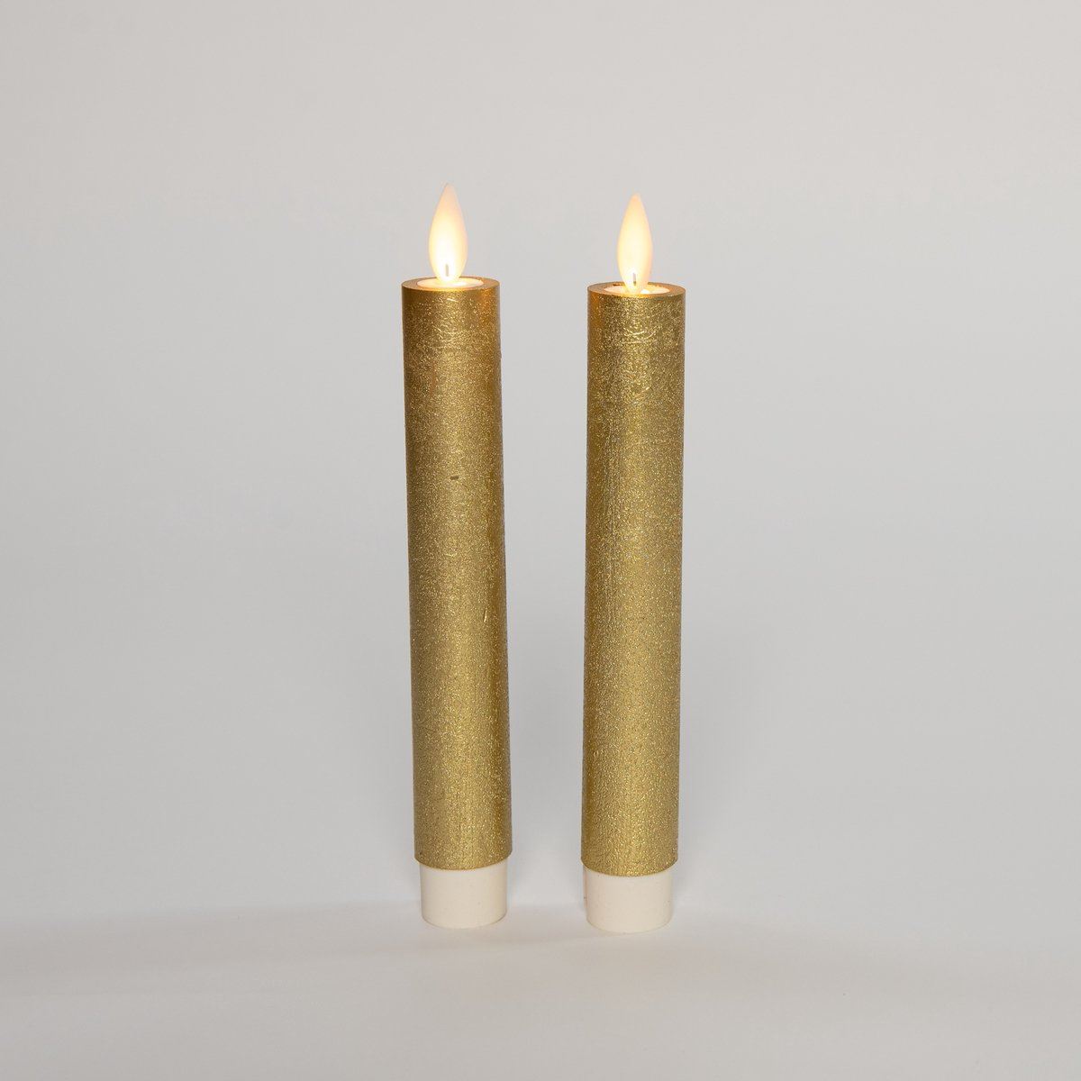 Dinerkaars-H18cm-2stuks-vlameffect-goud