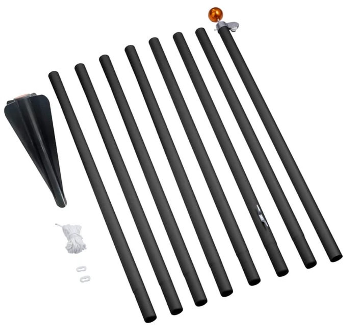 Fairybell Deelbare Vlaggenmast – 600 cm – Zwart – Aluminium – Geschikt voor Fairybell kerstverlichting