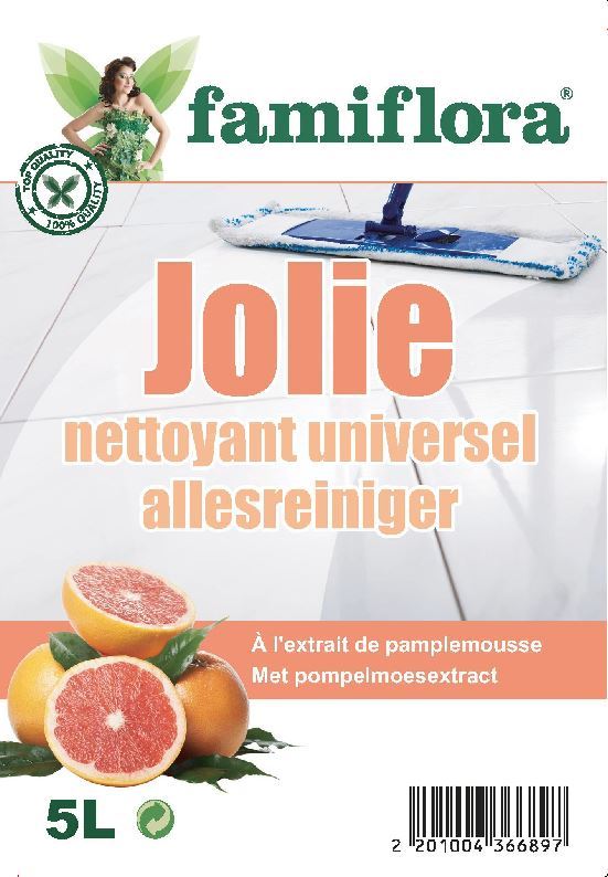 Famiflora nettoyant universel Jolie 5 litres - Pomelo - Pack avantage - Senteur pamplemousse frais - Convient à de multiples surfaces