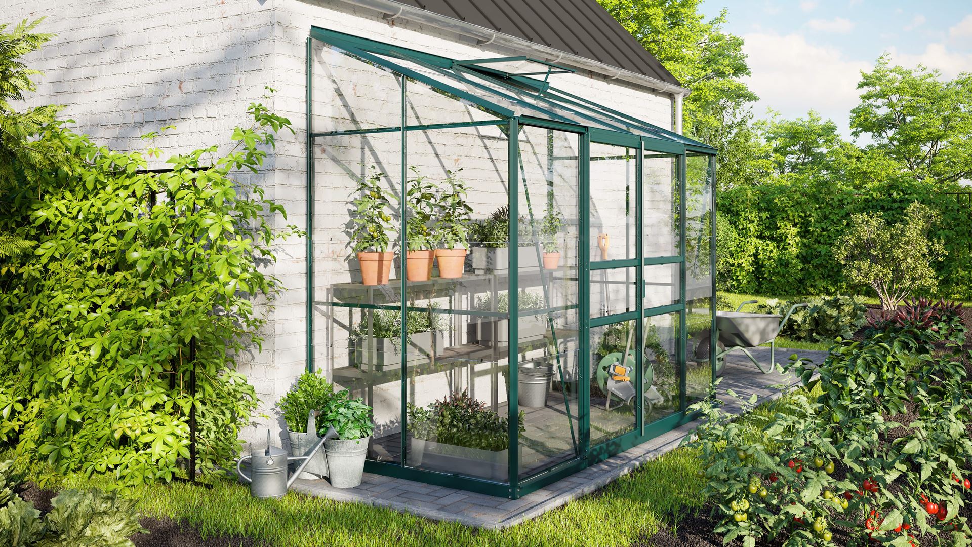 Ida-3300-ESG3mm-donkergroen-Glazen-serre-veiligheidsglas-Muurserre-B254-4-x-L127-9-x-H222-cm