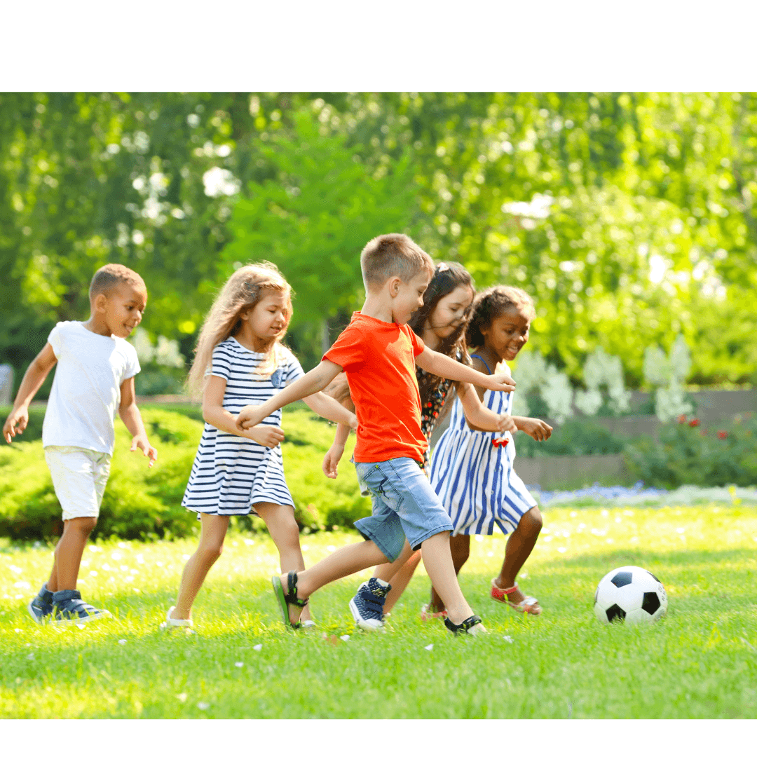 kids playing on lawn